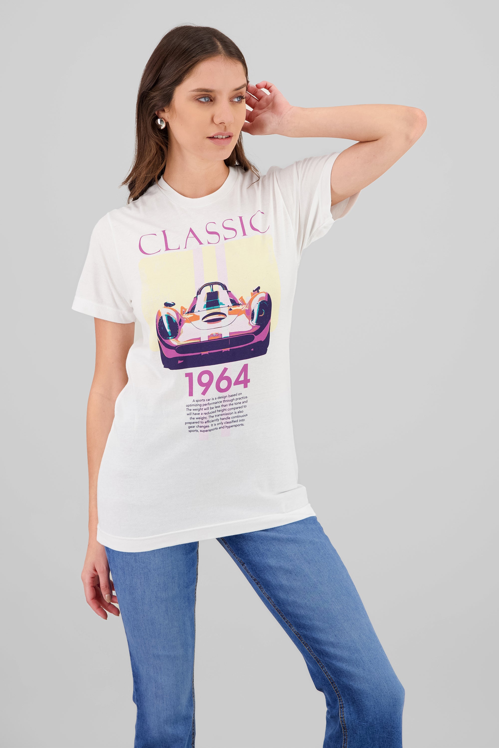 Playera oversized coche classic BLANCO