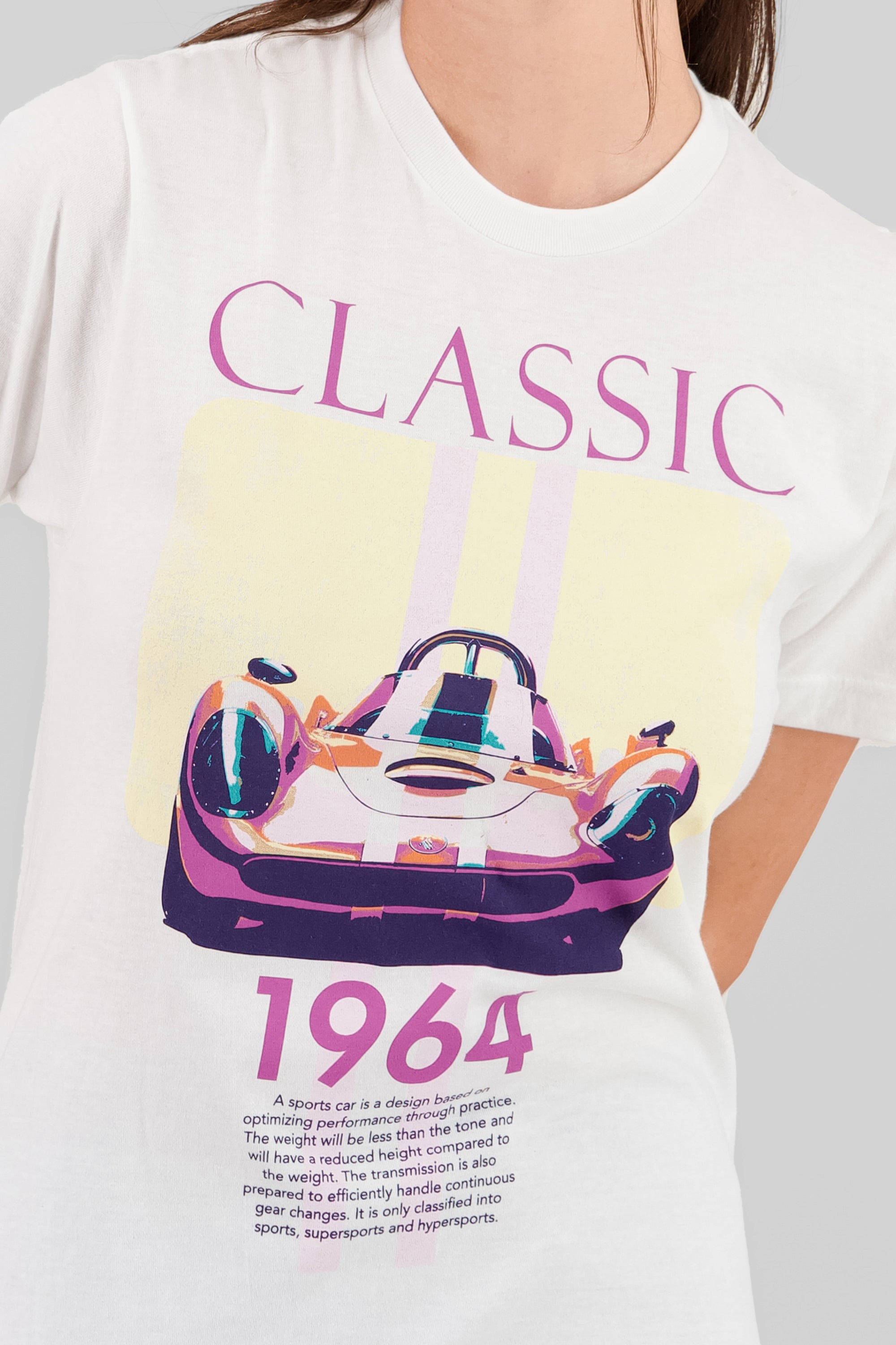 Playera oversized coche classic BLANCO