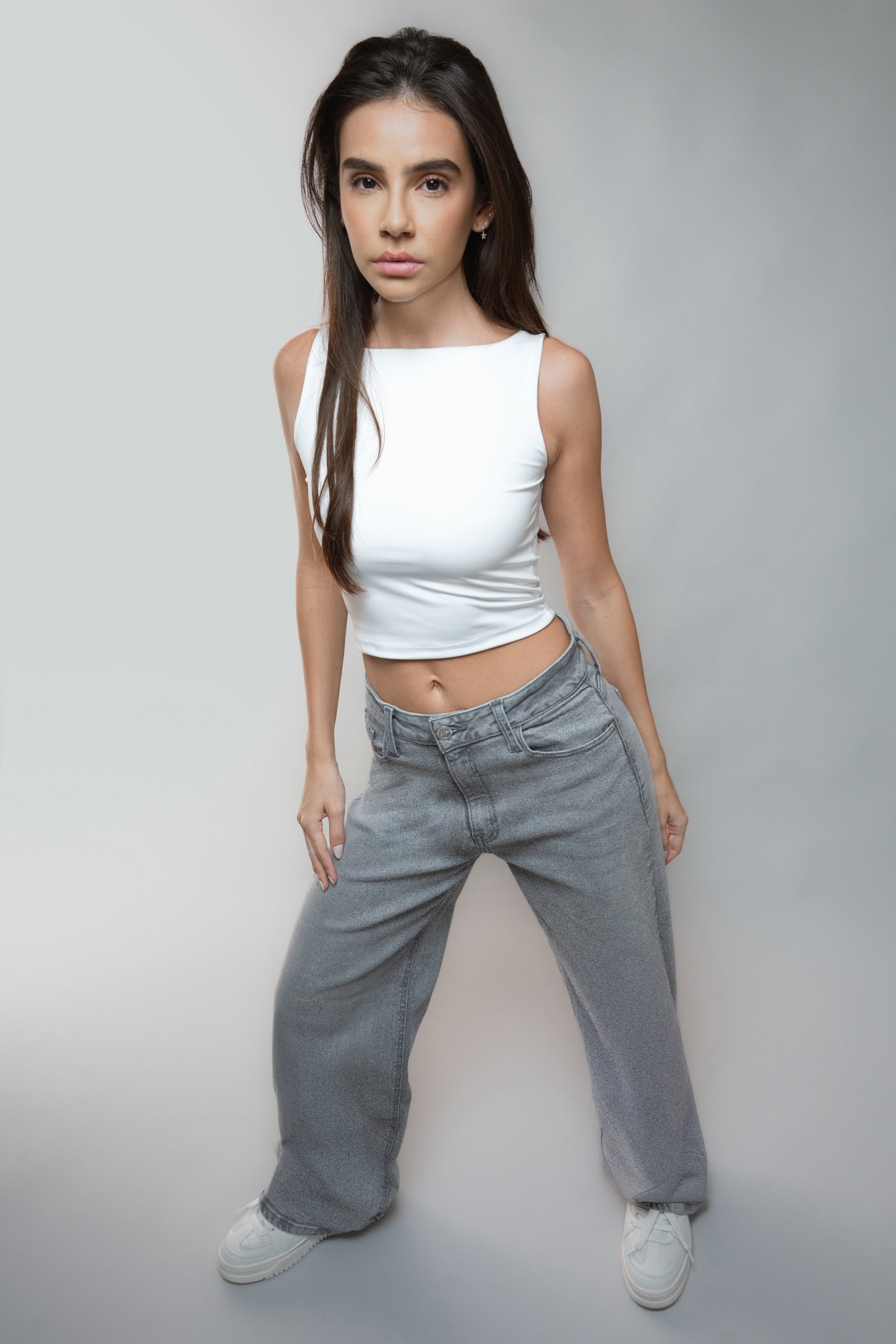 Jeans straight deslavado