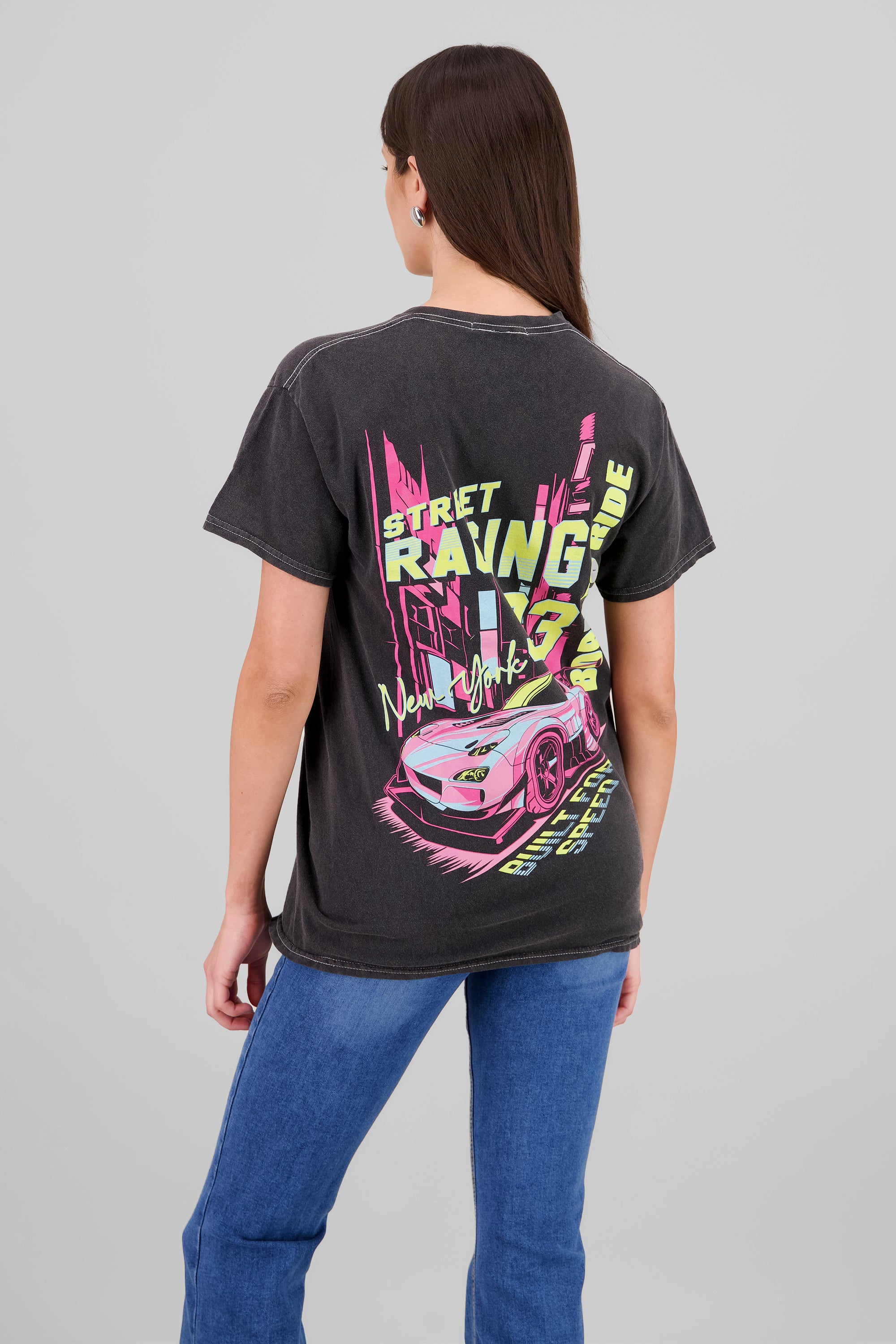 Playera oversized street racing NEGRO