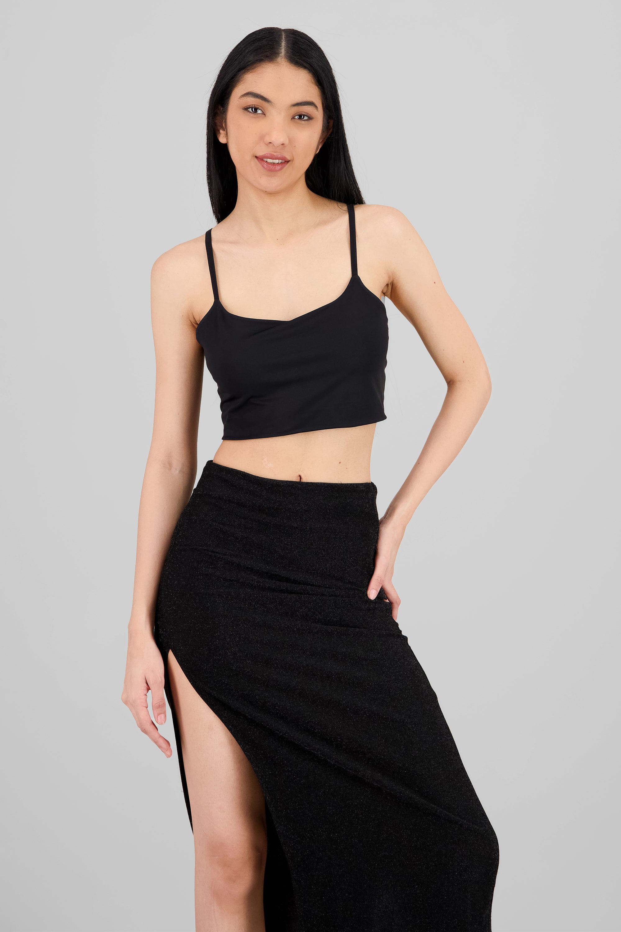 Top crop tirantes NEGRO