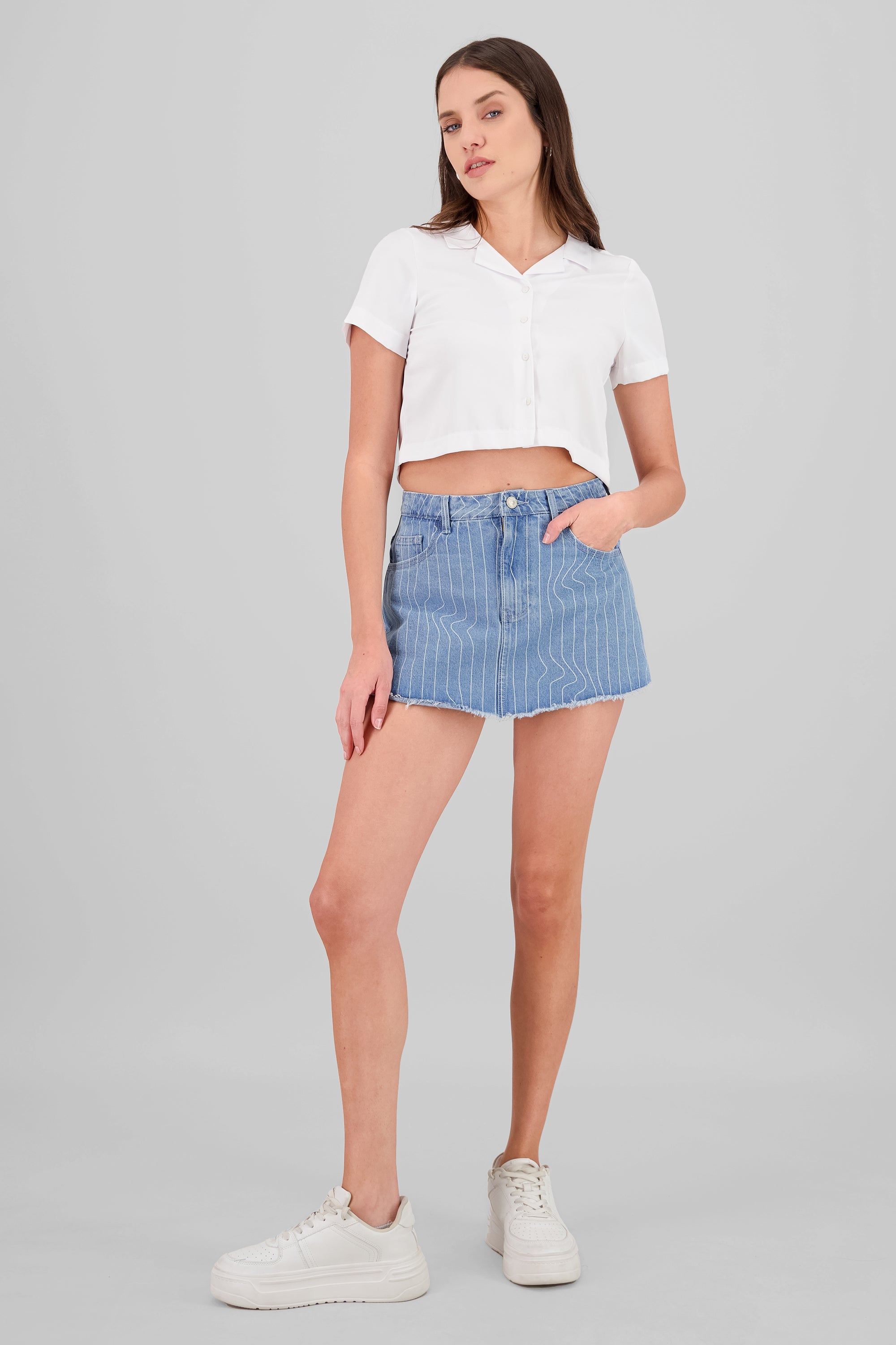 Falda short rayada AZUL COMBO