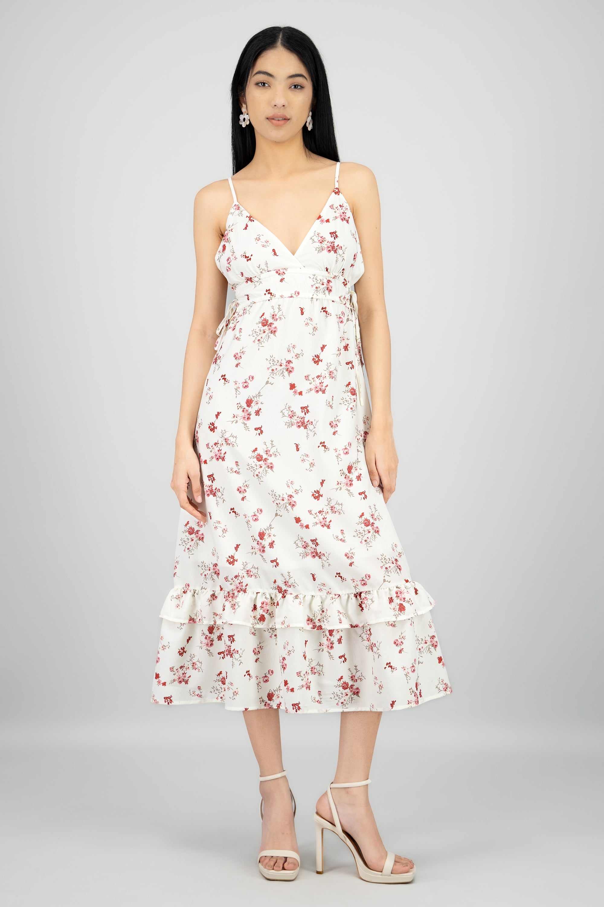 Vestido maxi estampado de flores BLANCO COMBO