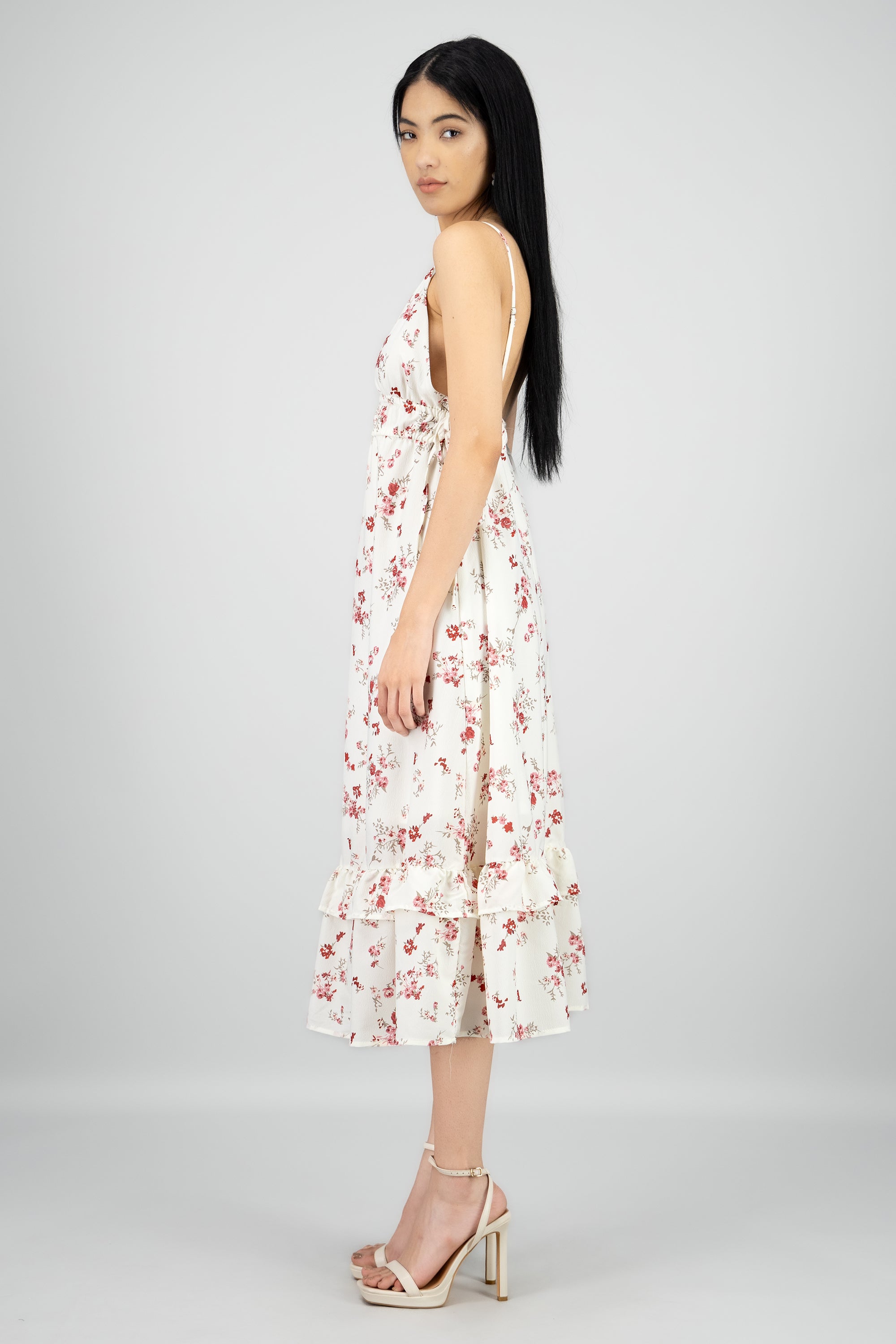 Vestido maxi estampado de flores BLANCO COMBO