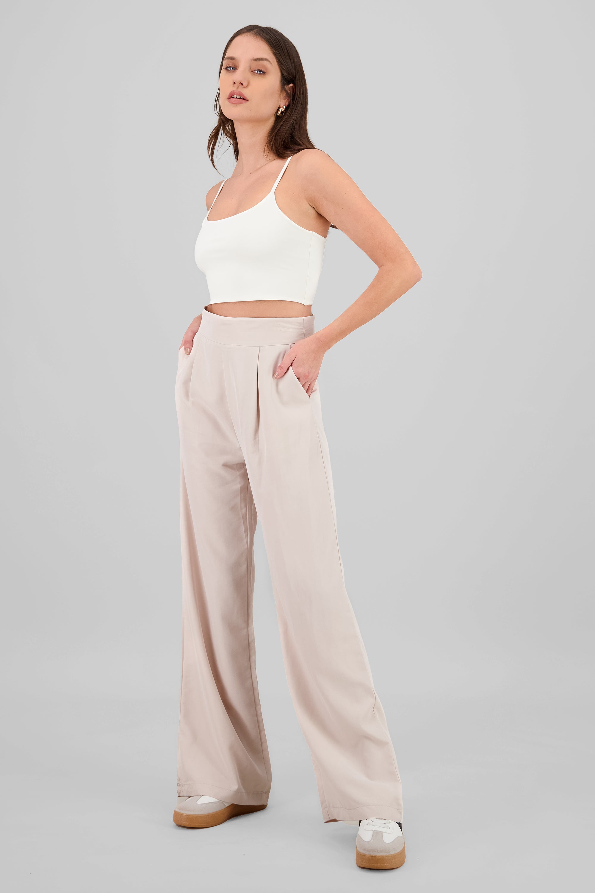 Pantalon fluido tacto suave CREMA