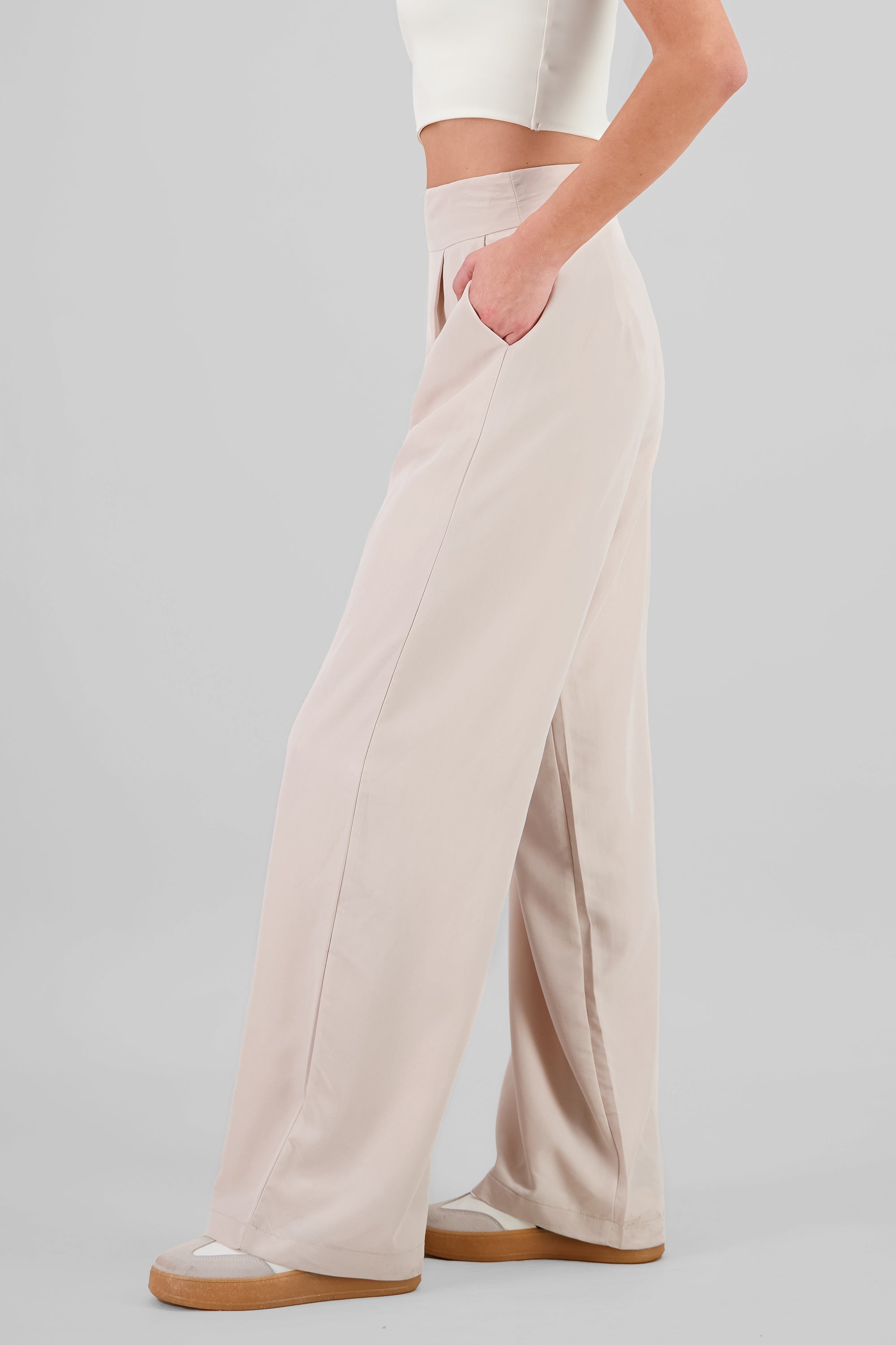 Pantalon fluido tacto suave CREMA