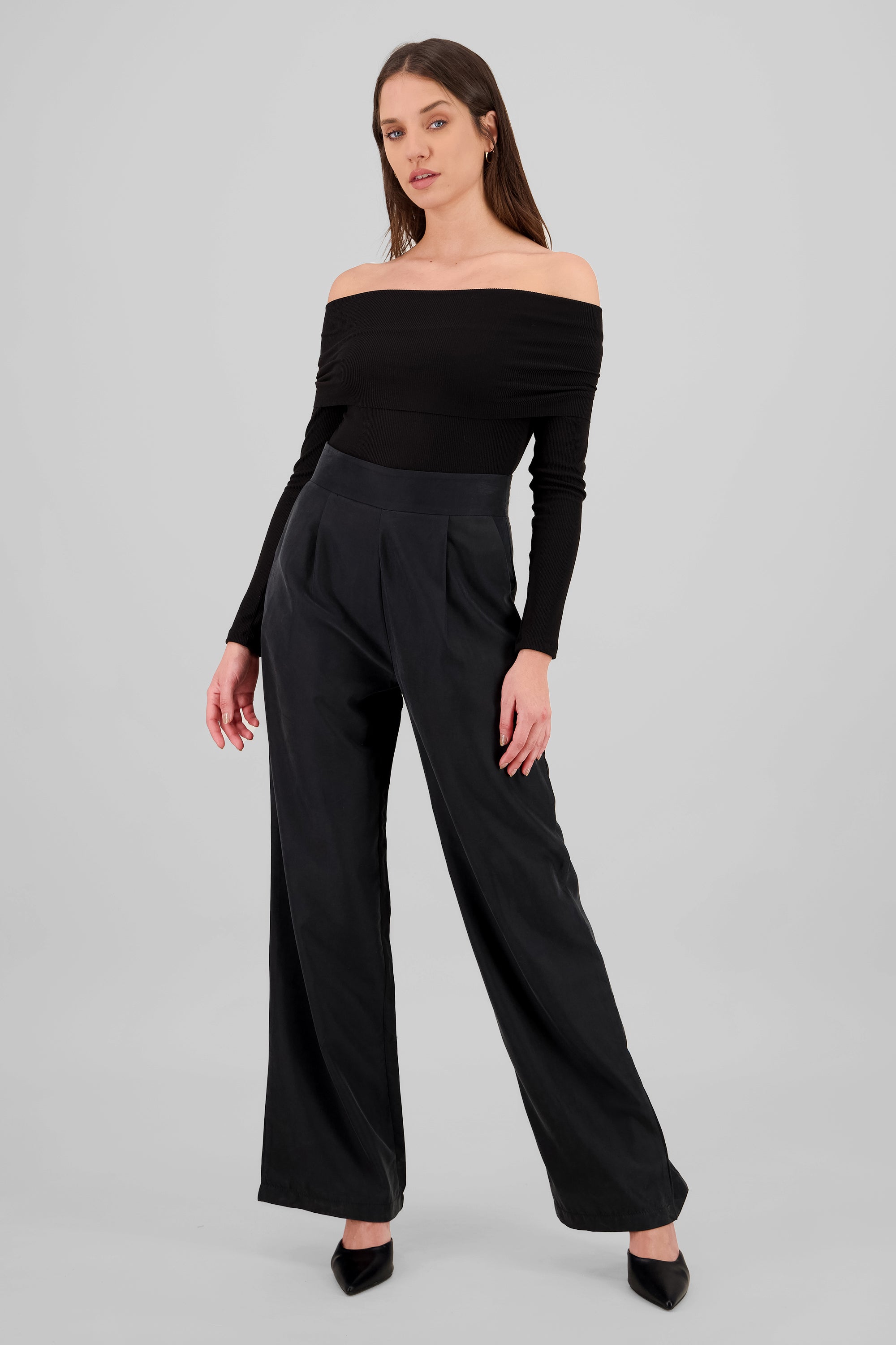 Pantalon fluido tacto suave NEGRO