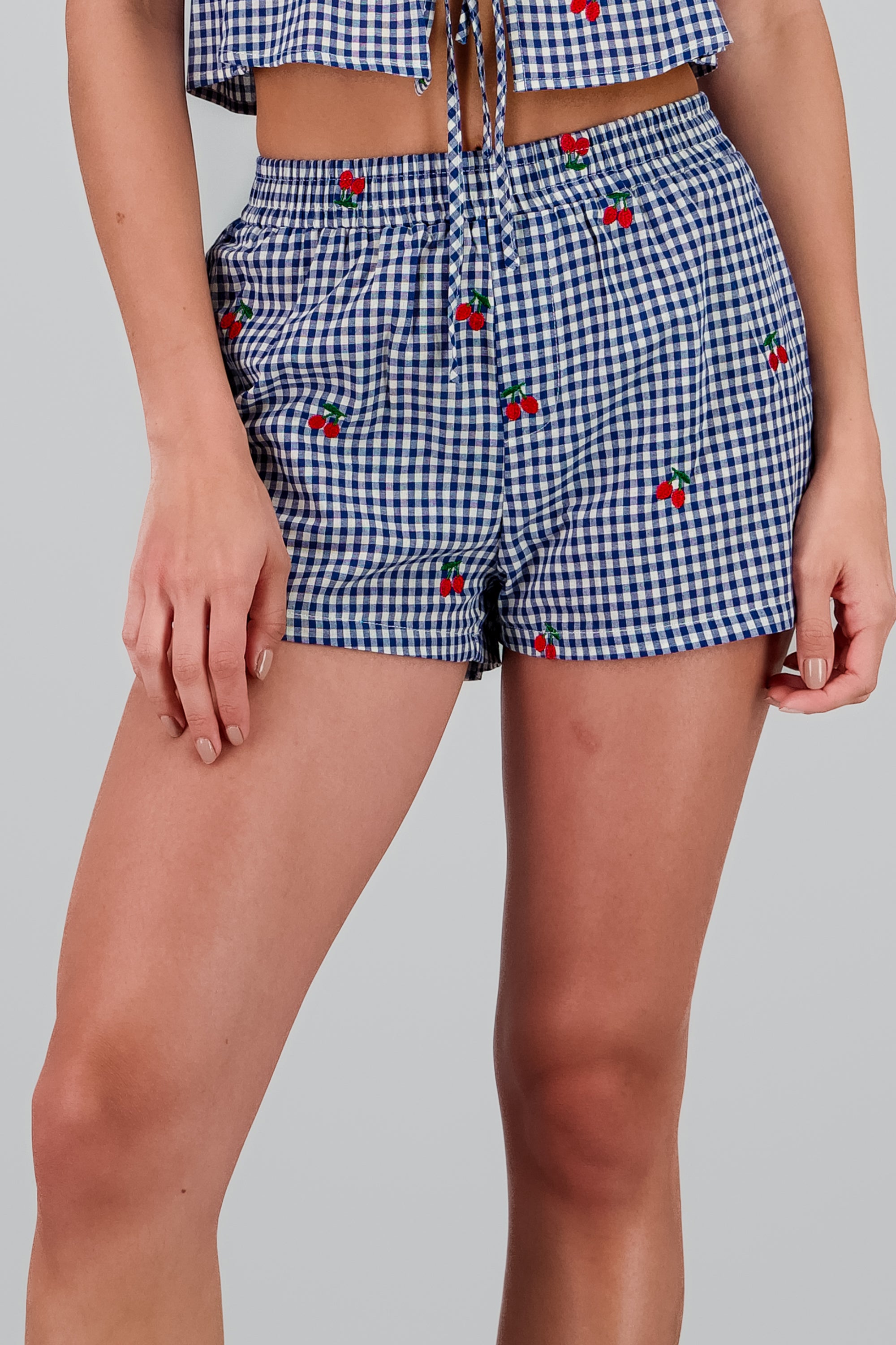 Short gingham bordado cereza MARINO COMBO