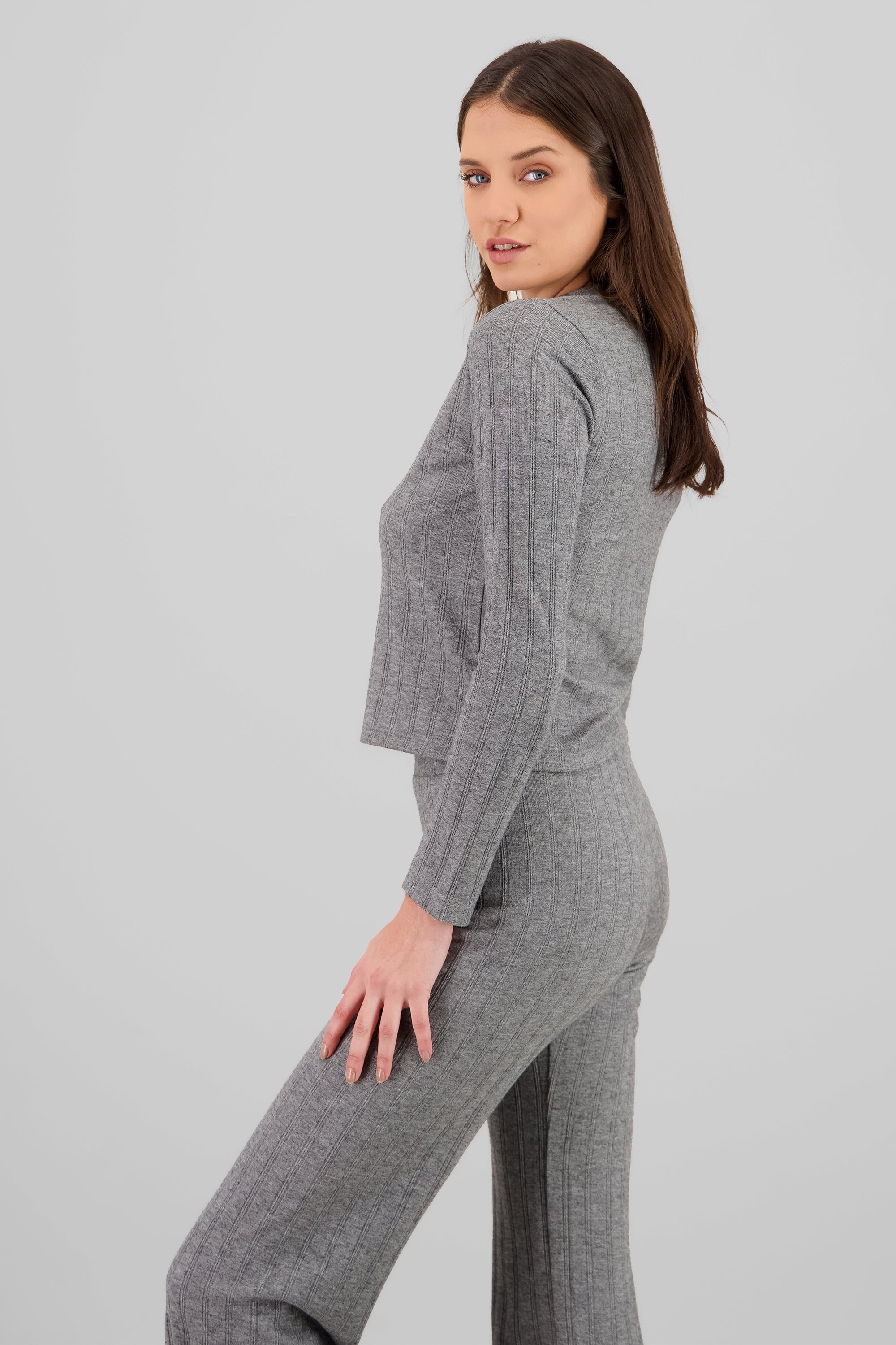 Cardigan manga larga GRIS