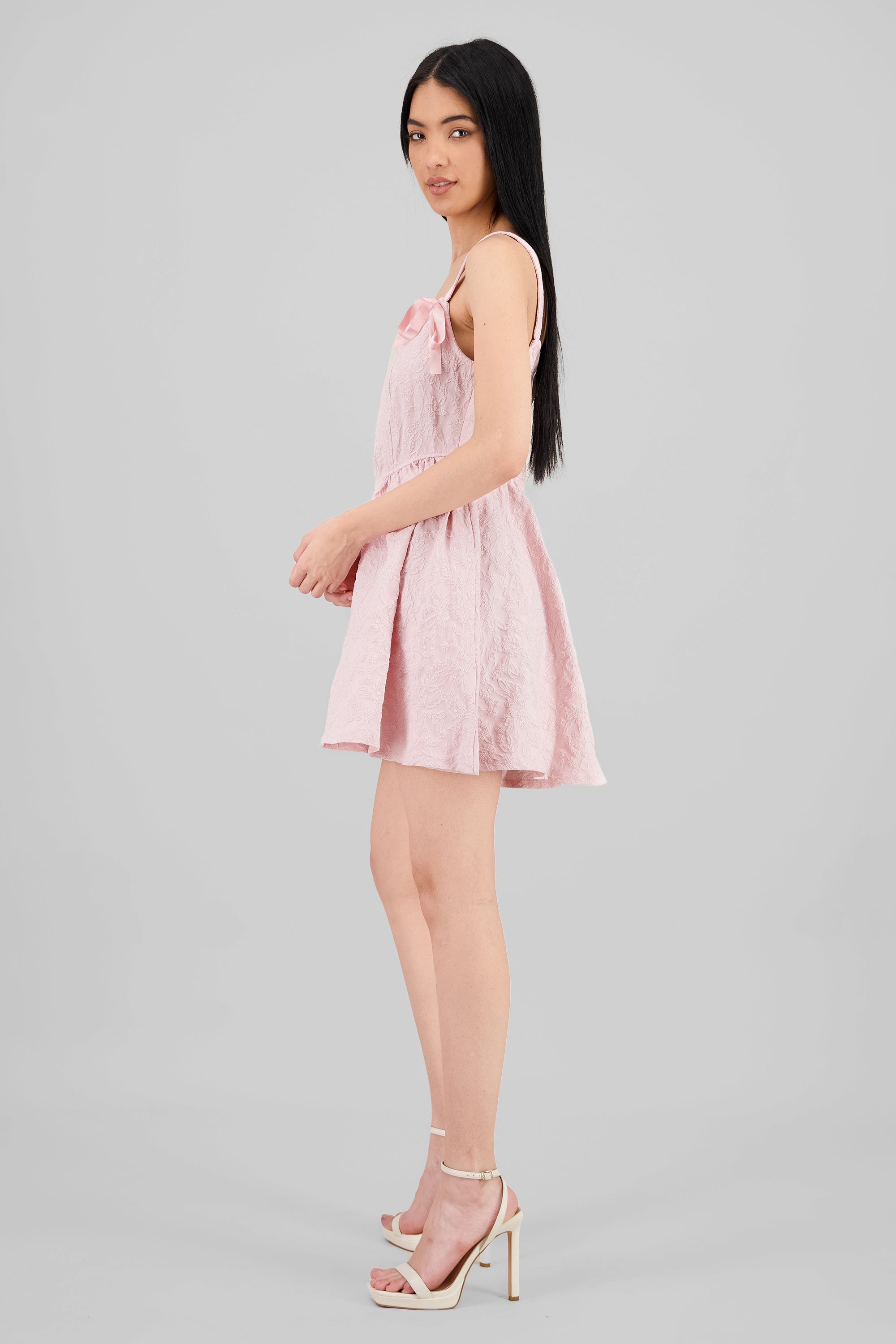 Vestido textura con moños ROSA