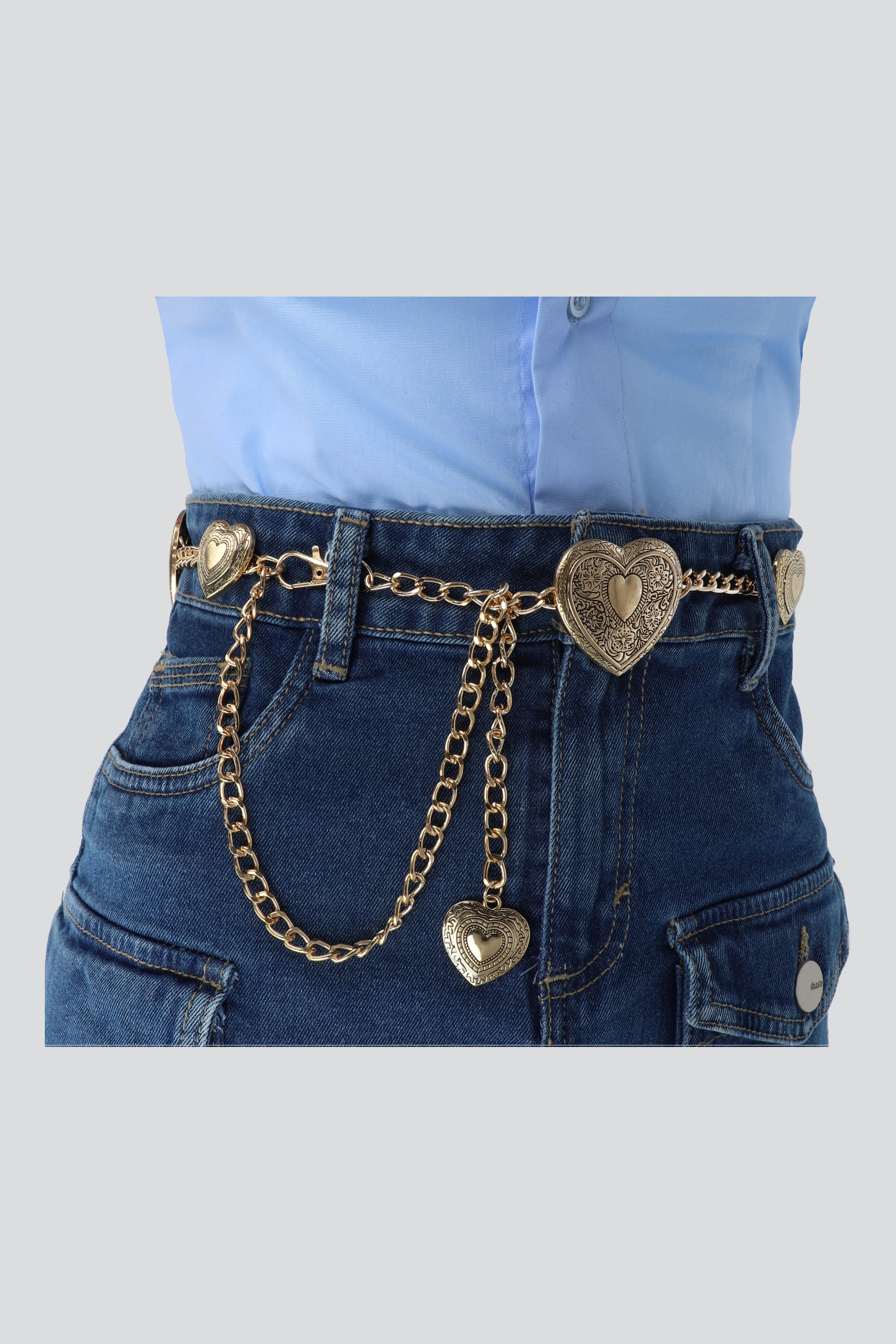 Cinturon cadena corazones