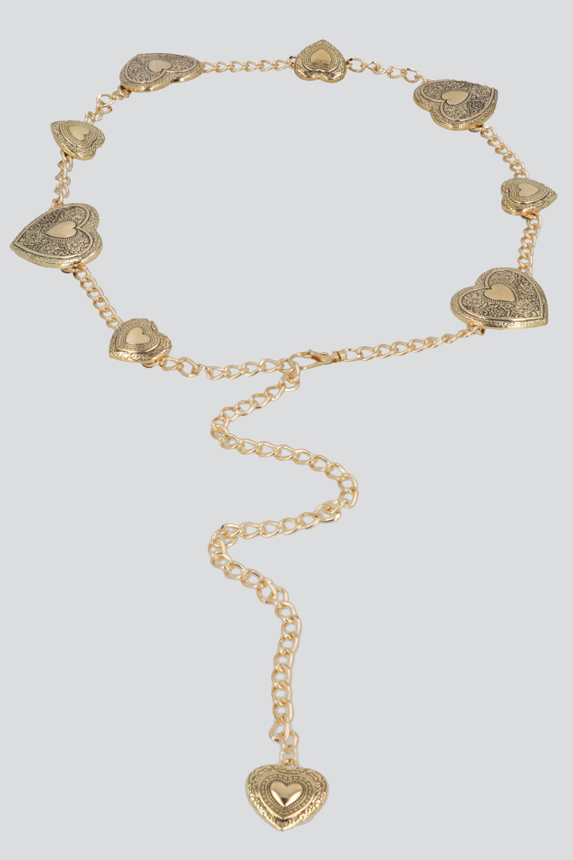 Cinturon cadena corazones ORO