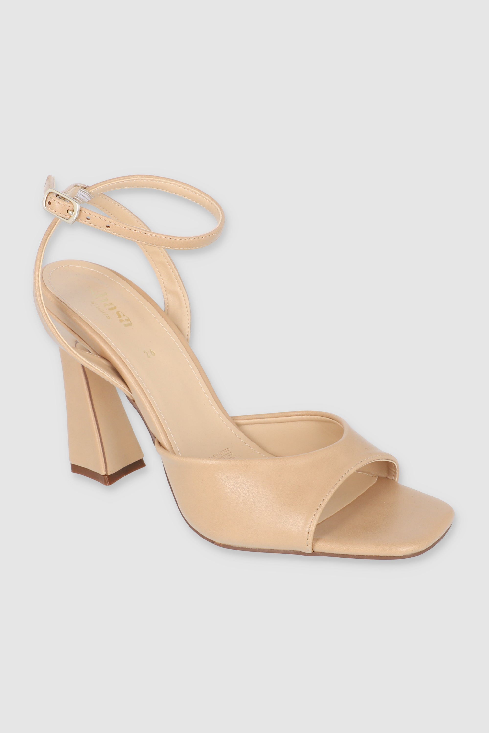 Tacón acampanado tira peep toe NUDE