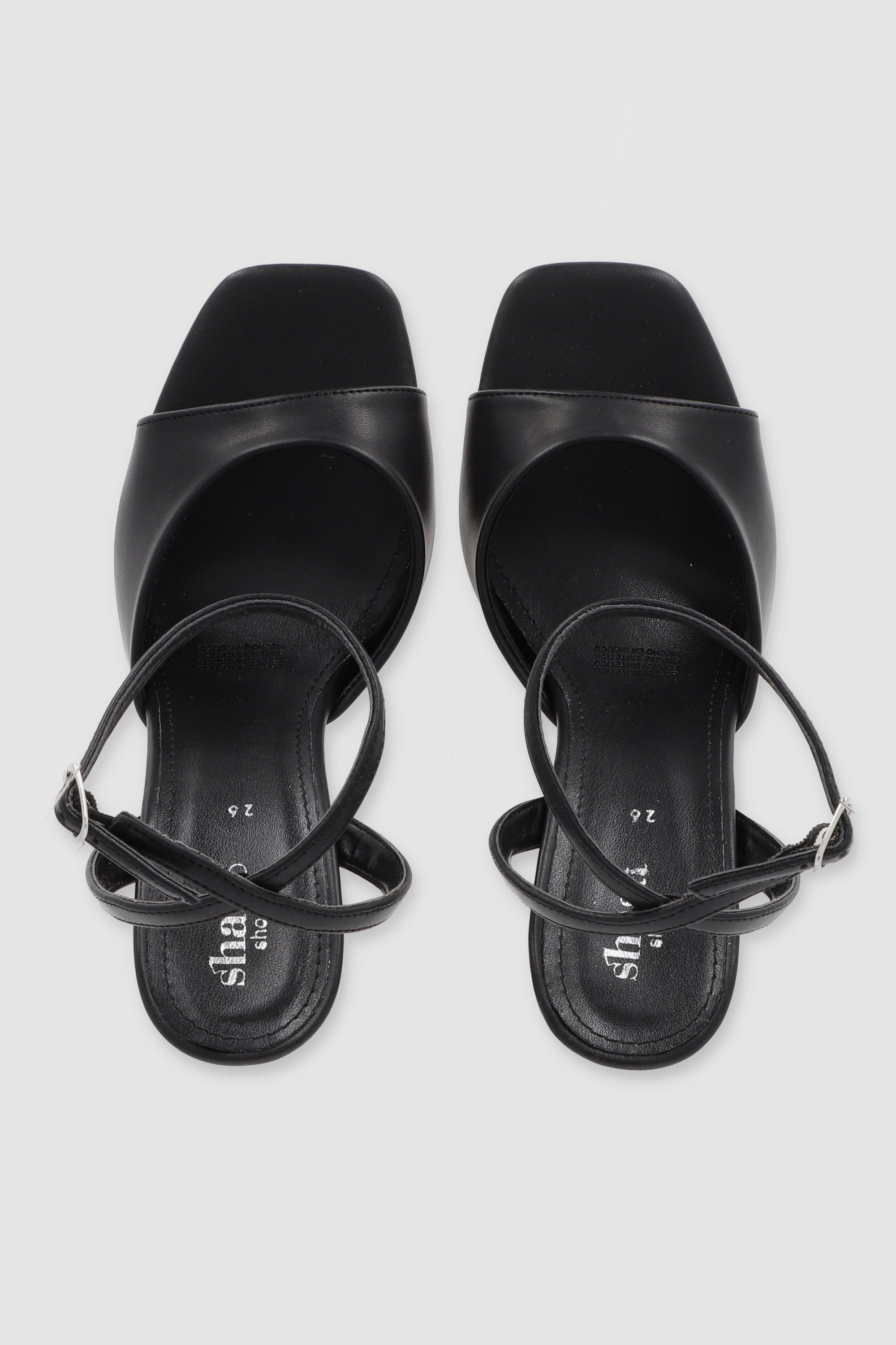 Tacón acampanado tira peep toe NEGRO