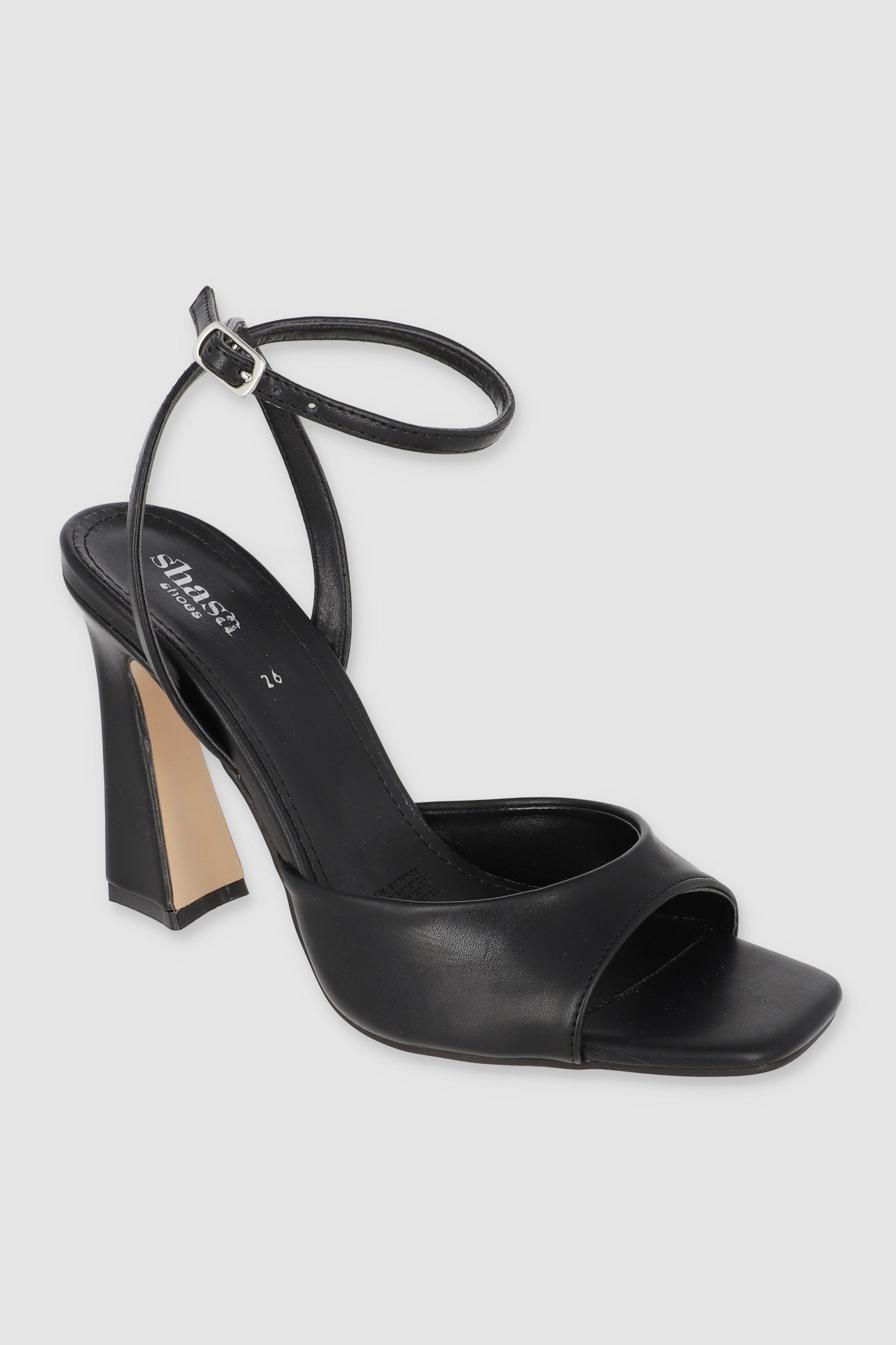 Tacón acampanado tira peep toe NEGRO