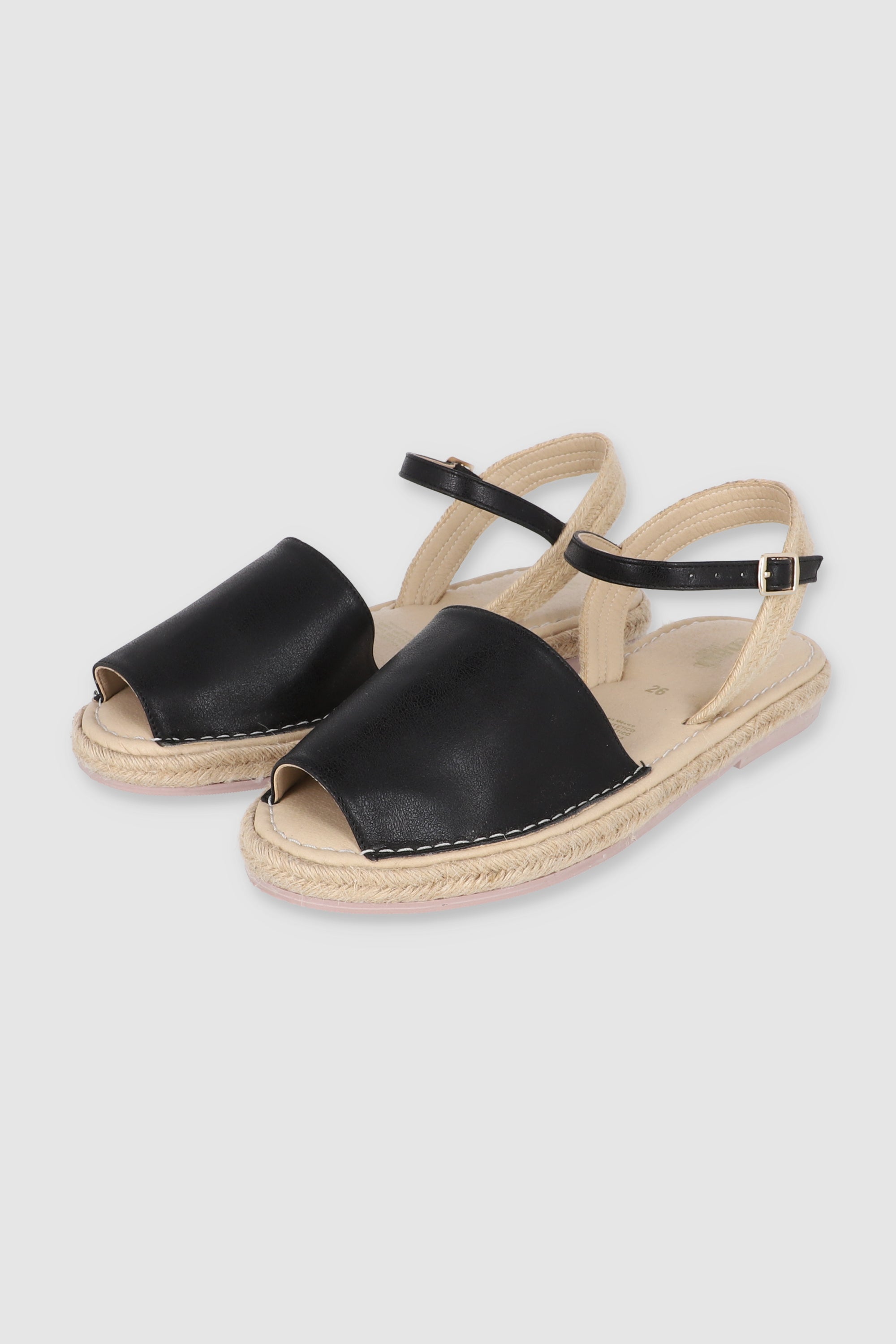 Sandalia alpargate pep toe crack NEGRO