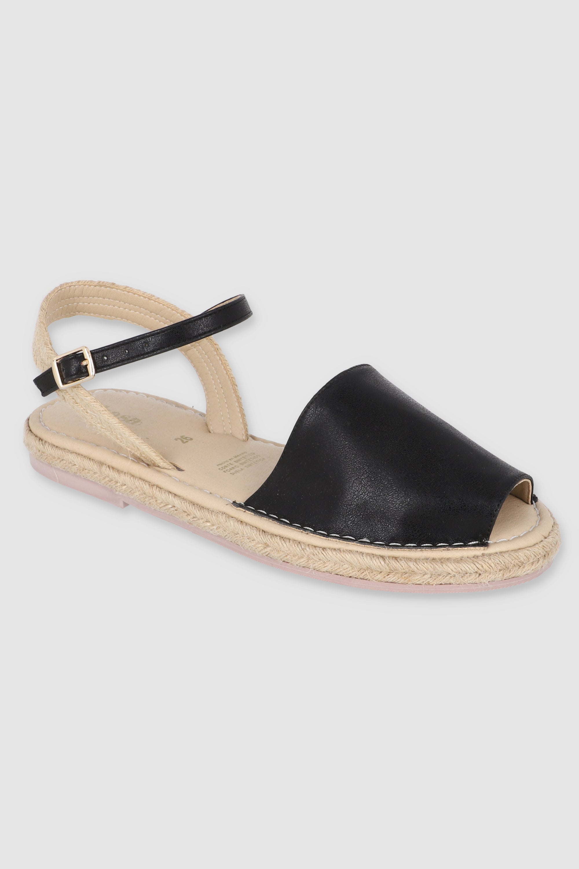 Sandalia alpargate pep toe crack NEGRO