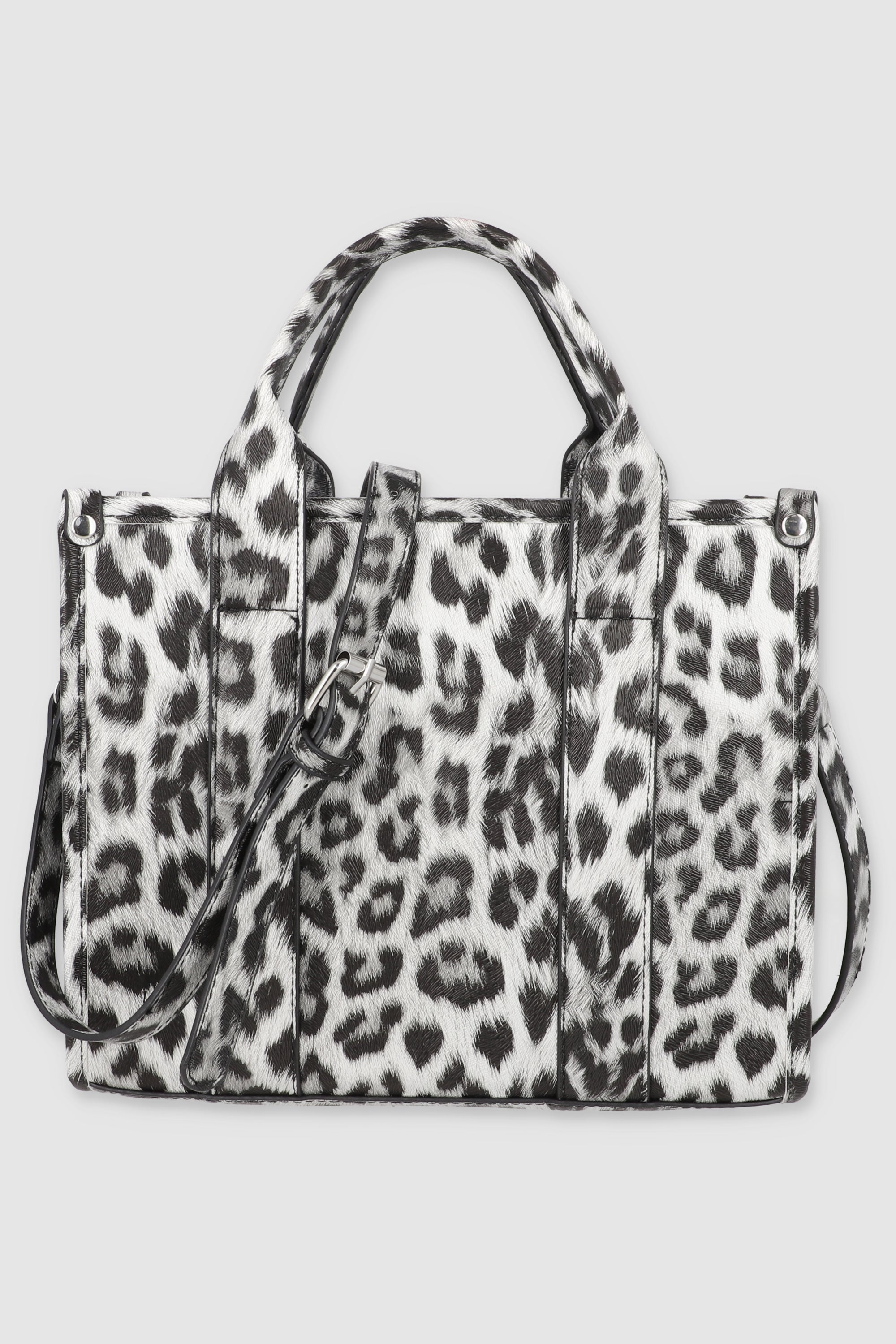 Bolsa tote estructura animal print NEGRO