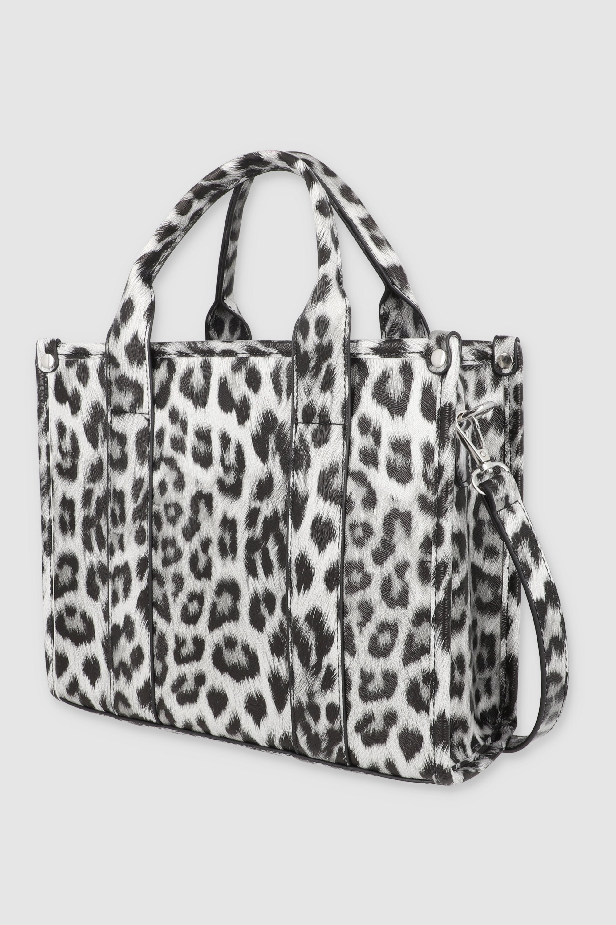 Bolsa tote estructura animal print NEGRO