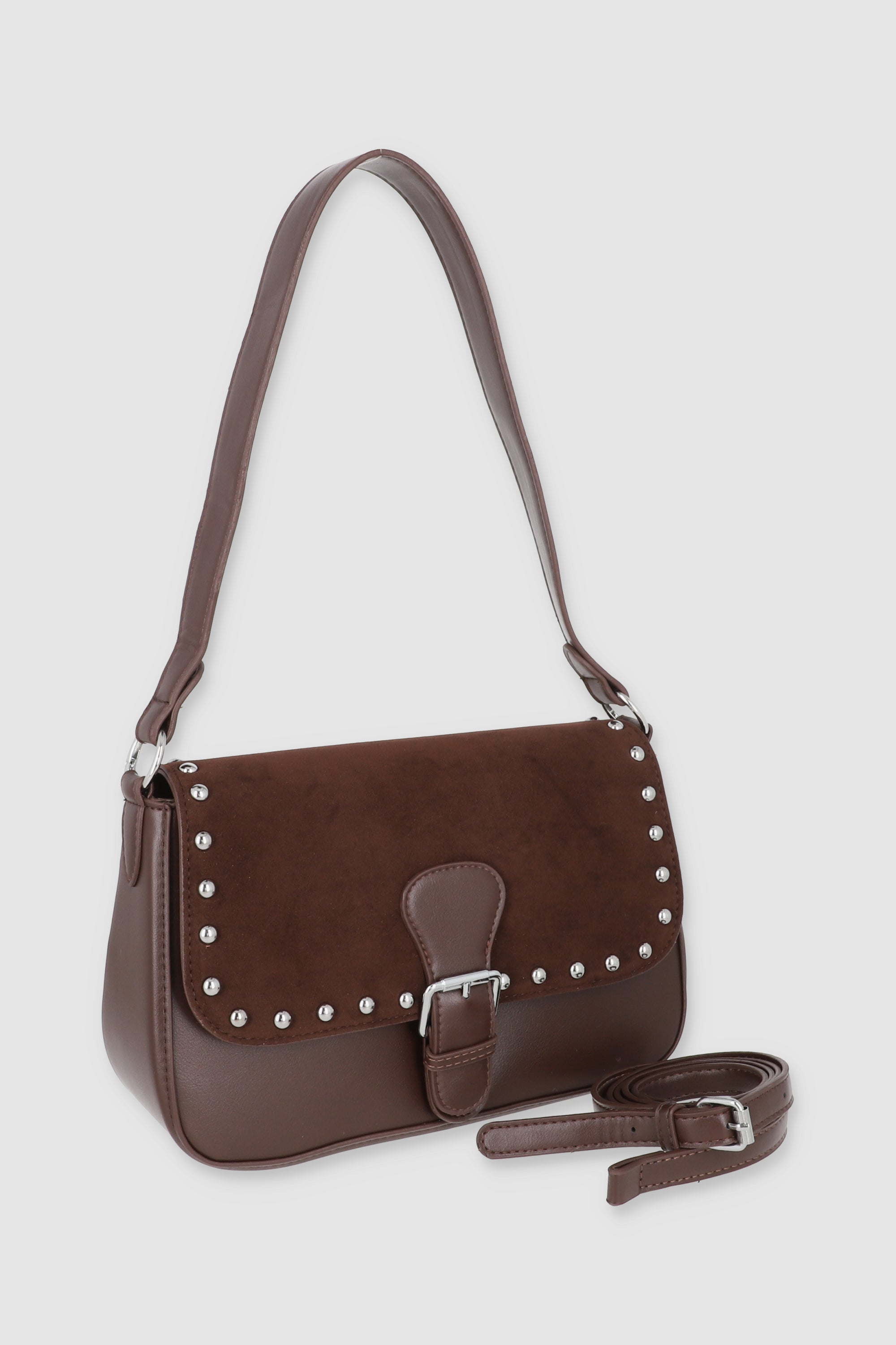 Bolsa tapa suede studs CAFE