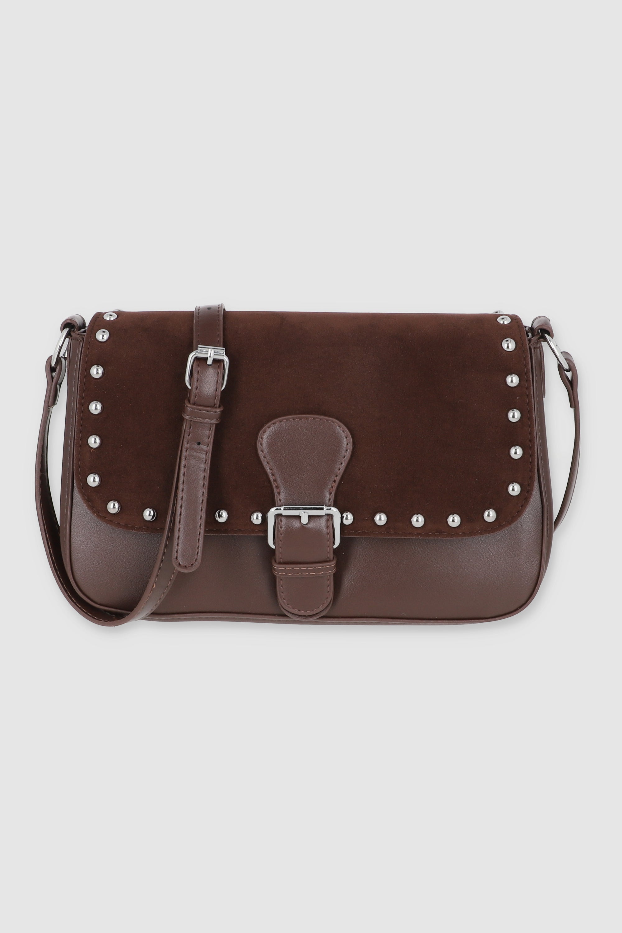 Bolsa tapa suede studs CAFE