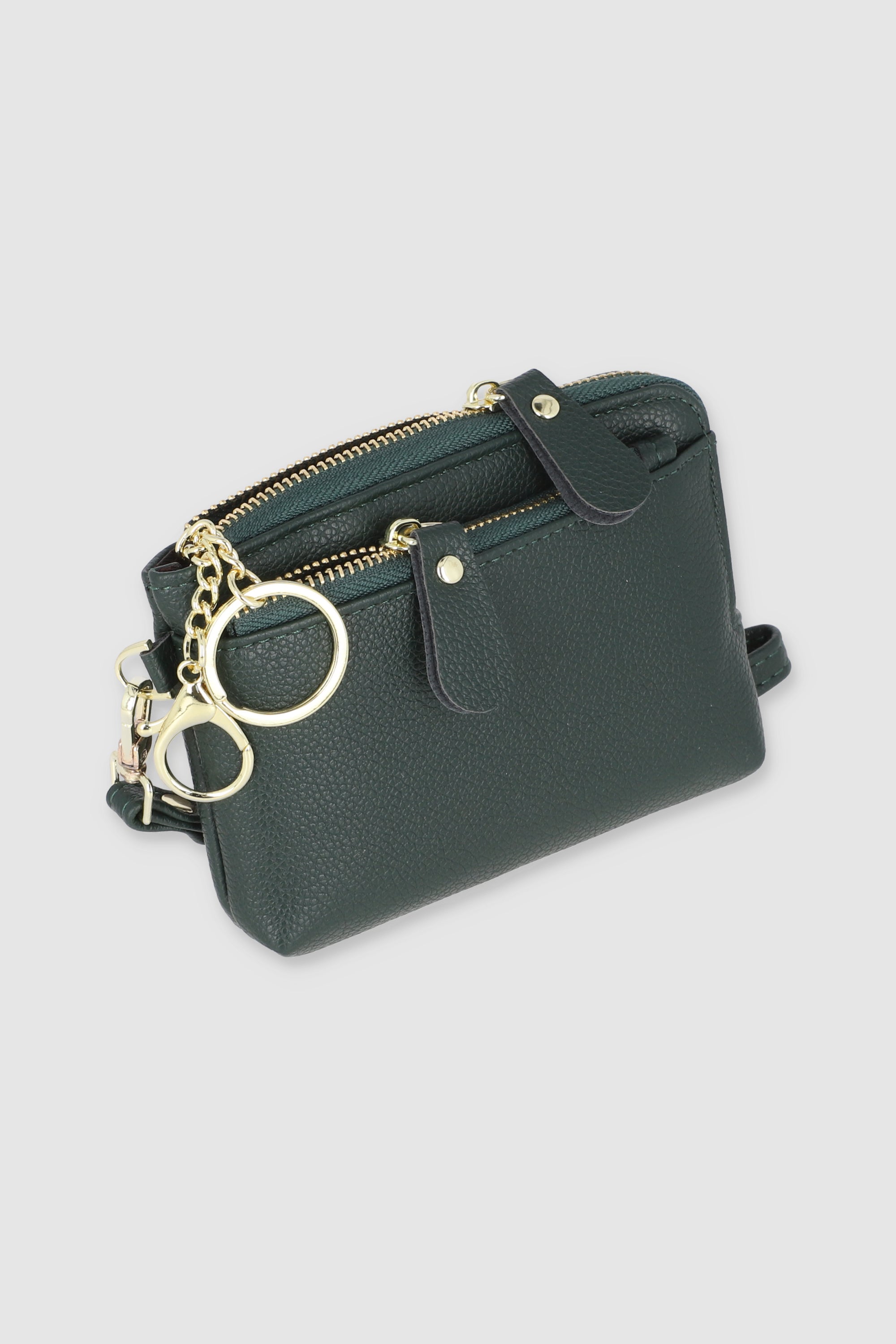 Tarjetero zipper asa VERDE