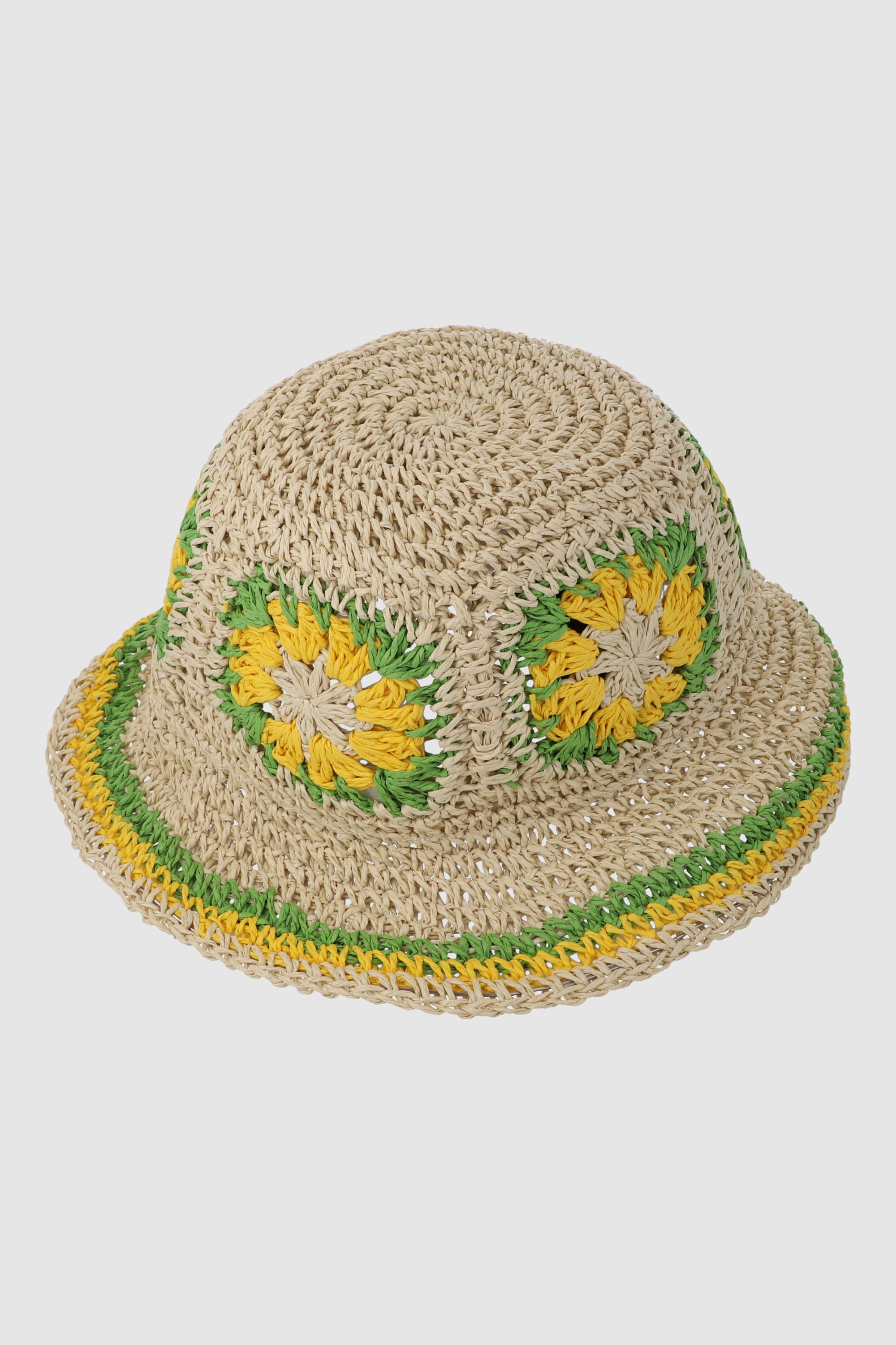 Bucket hat crochet flores VERDE