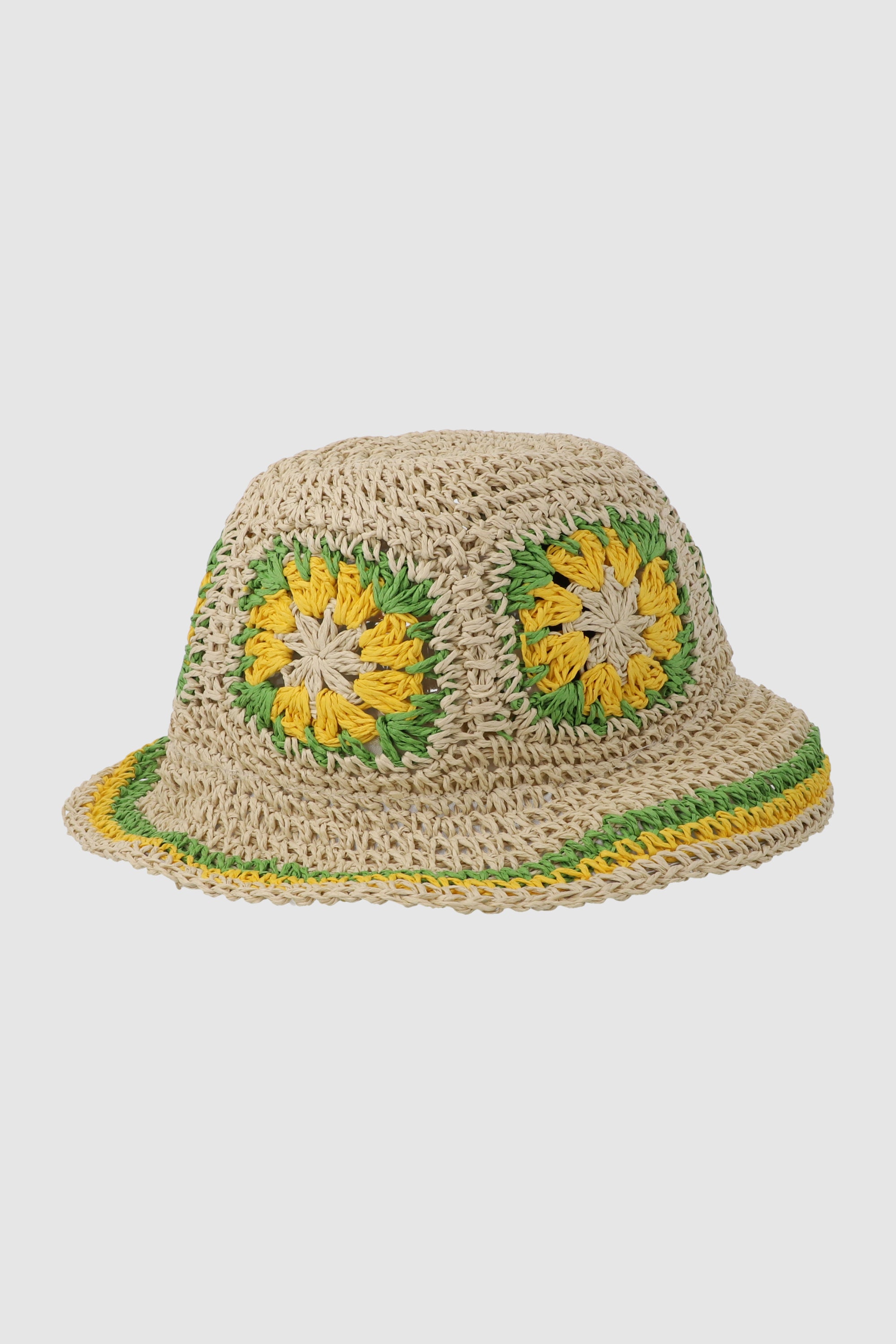 Bucket hat crochet flores VERDE