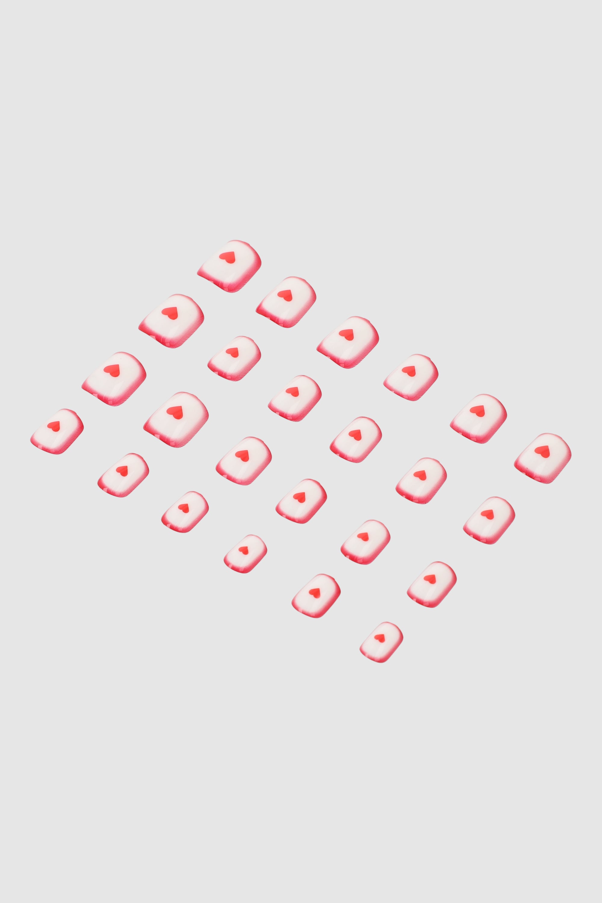 Set 24 uñas corazon degradado ROJO