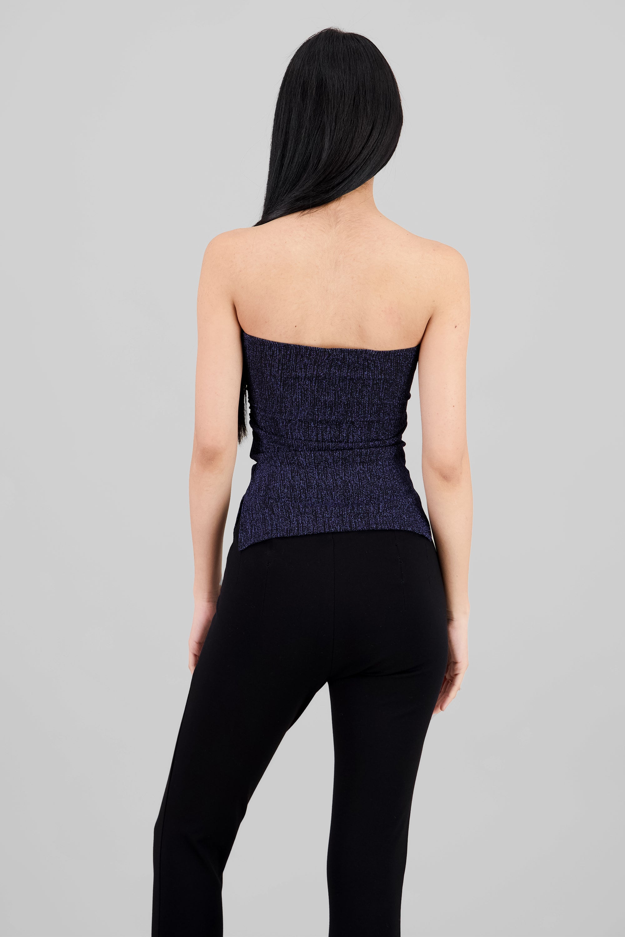 Top tubo abertura lurex MARINO