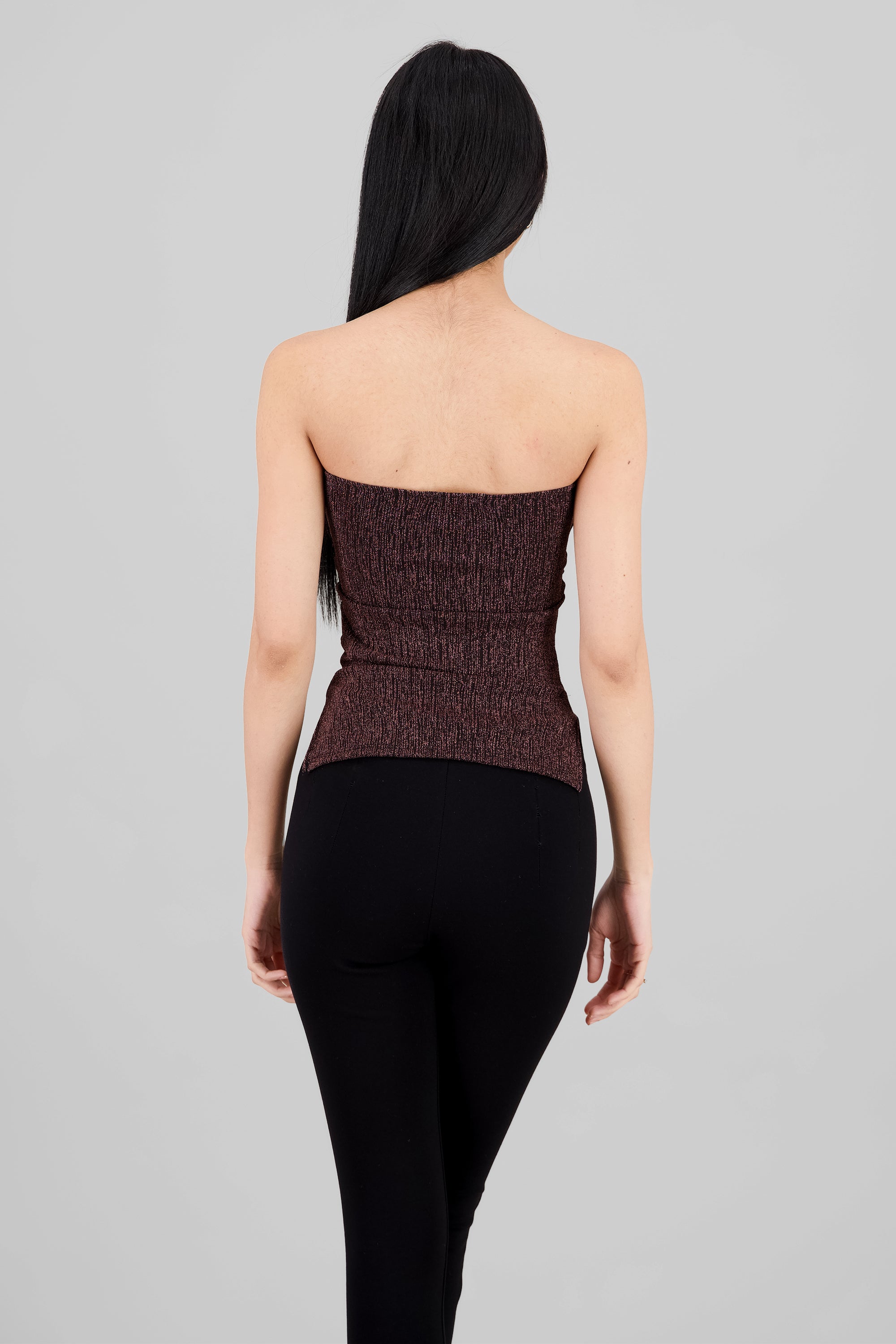 Top tubo abertura lurex NEGRO