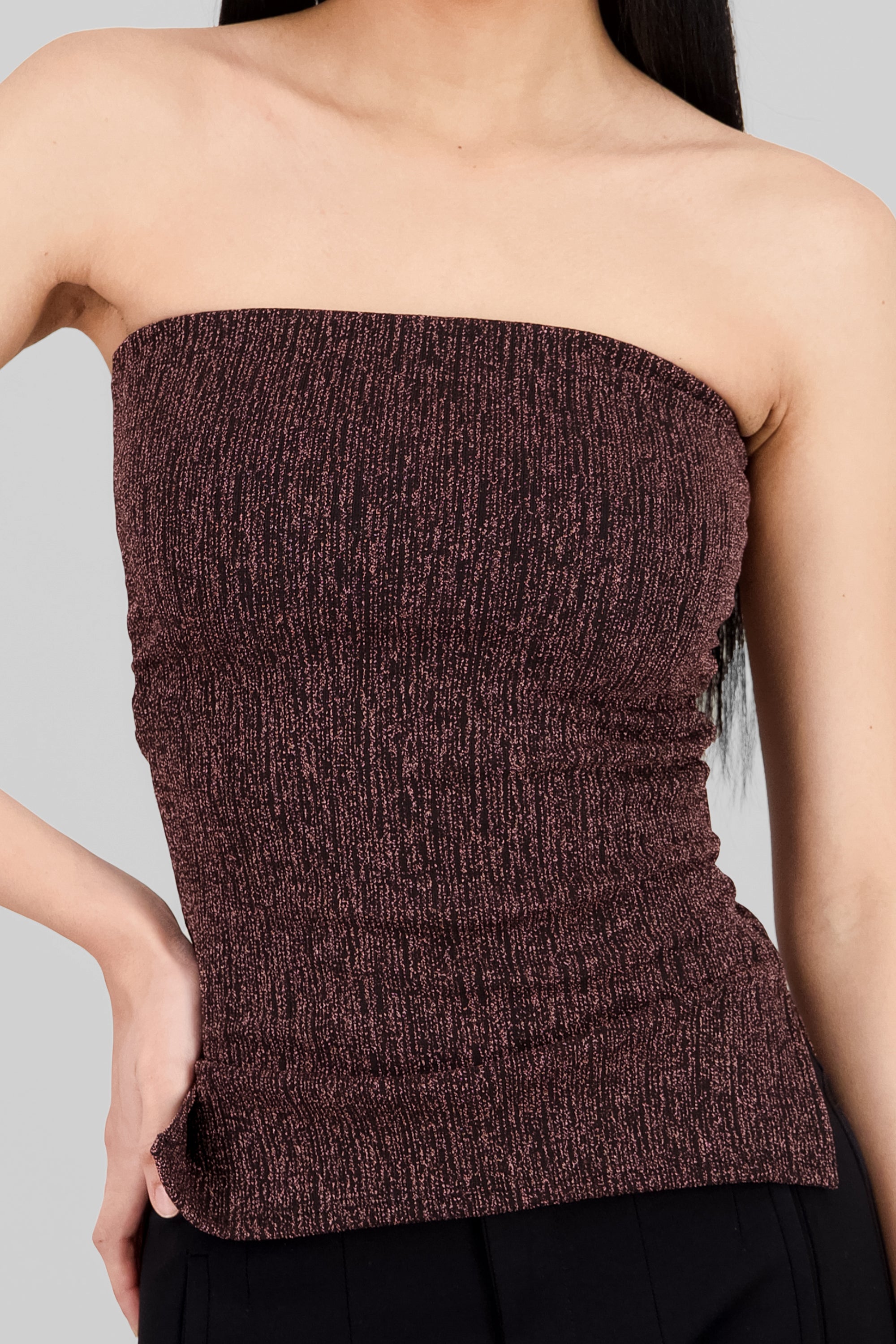 Top tubo abertura lurex NEGRO