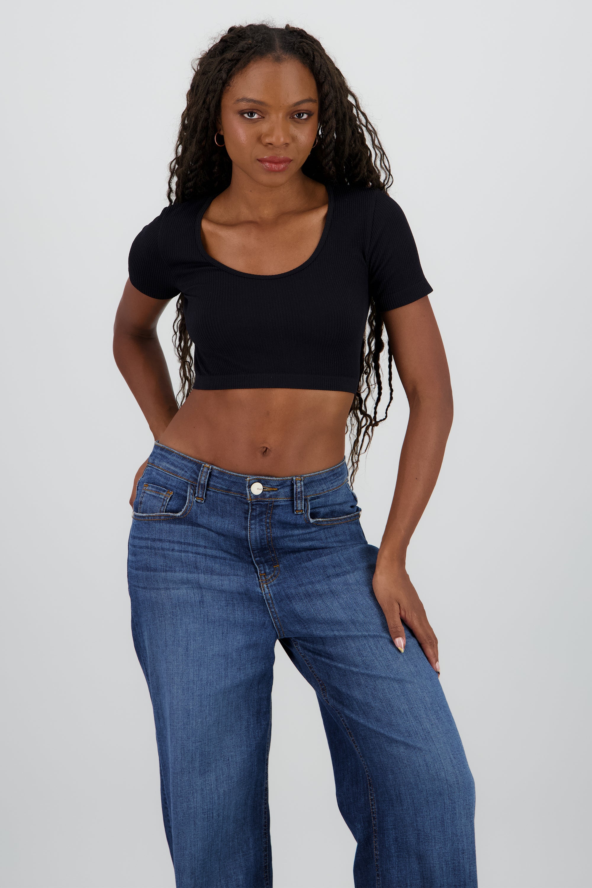 Crop top liso seamless NEGRO