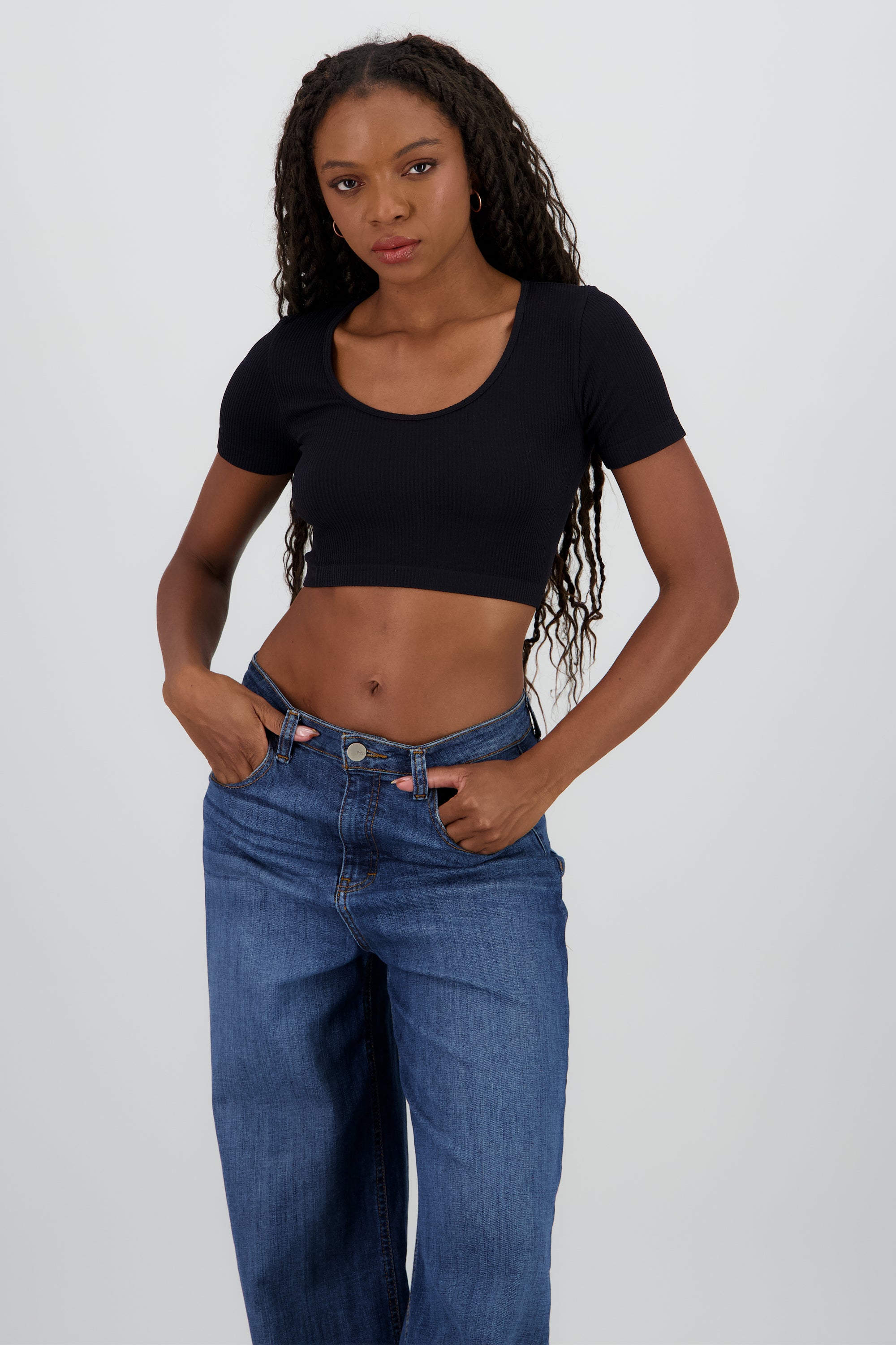Crop top liso seamless NEGRO