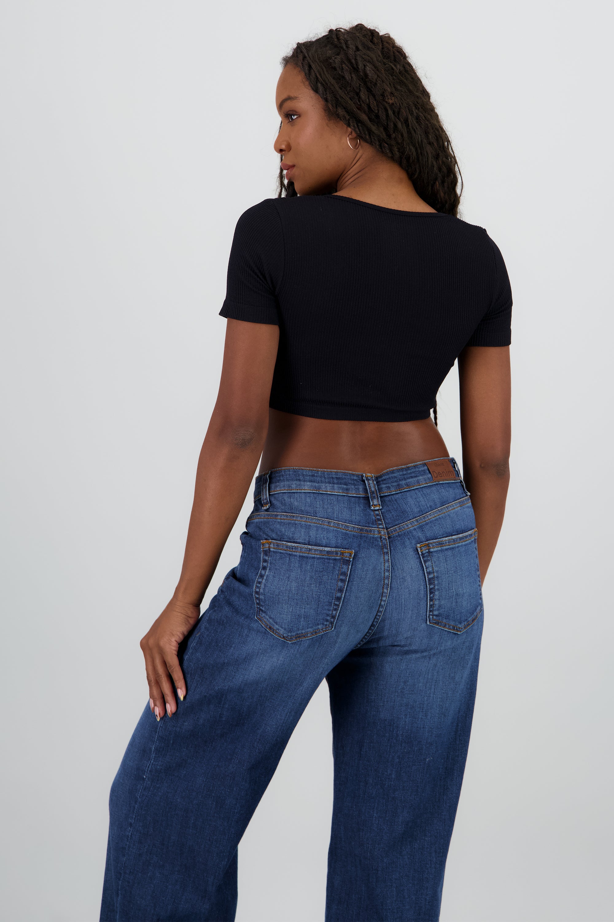 Crop top liso seamless NEGRO