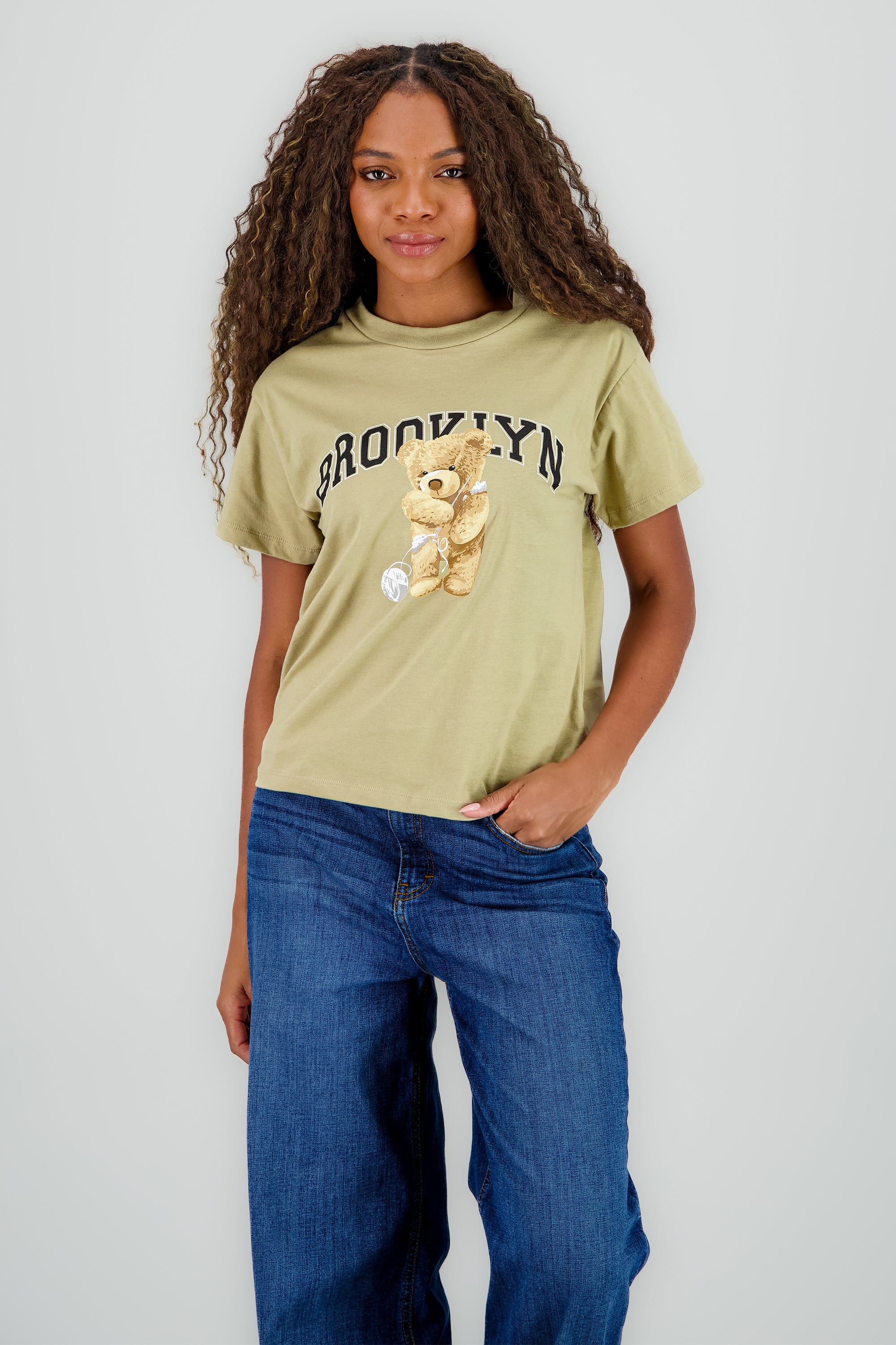 Playera Manga Corta Osito Brooklyn BEIGE