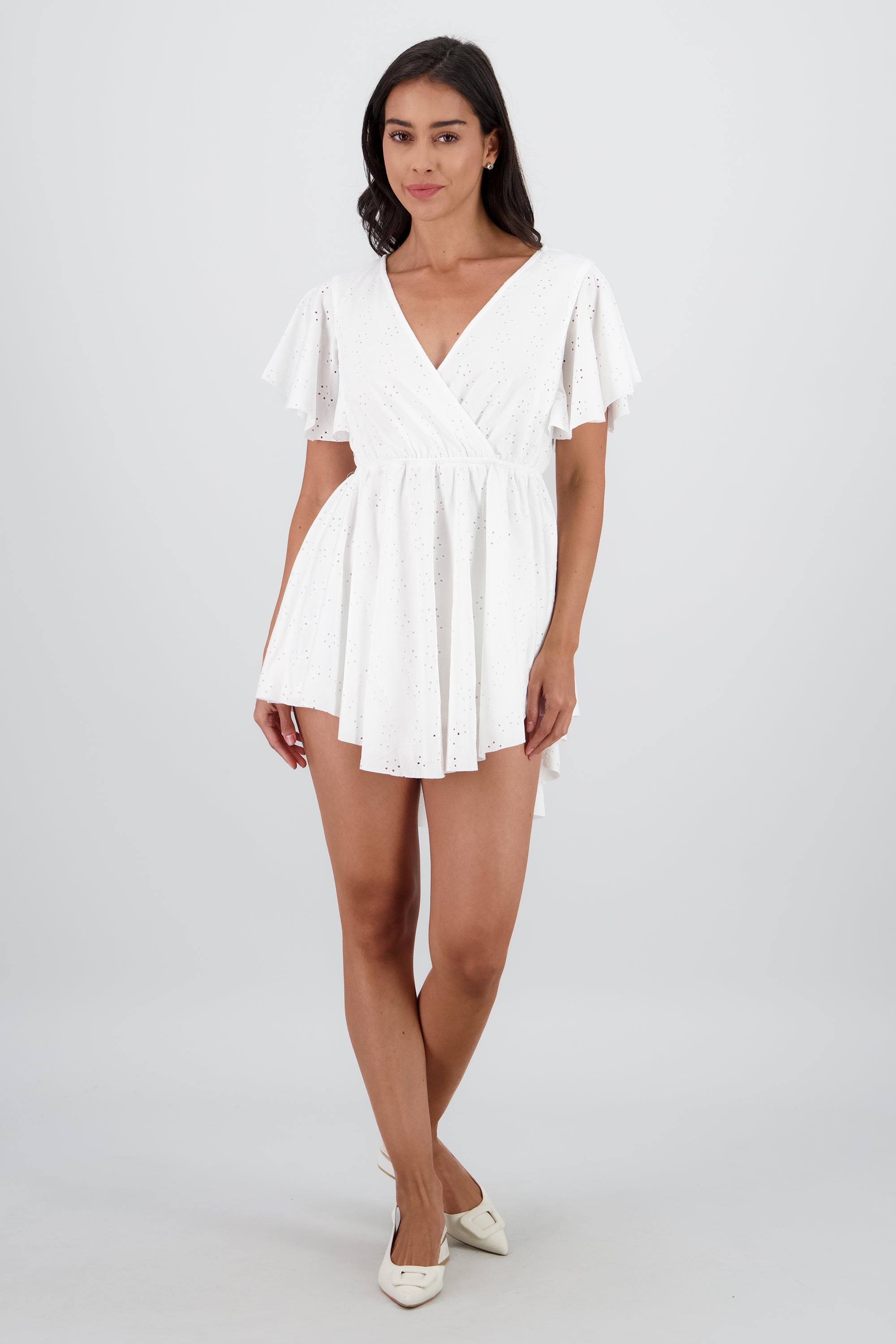 Vestido mini eyelead BLANCO