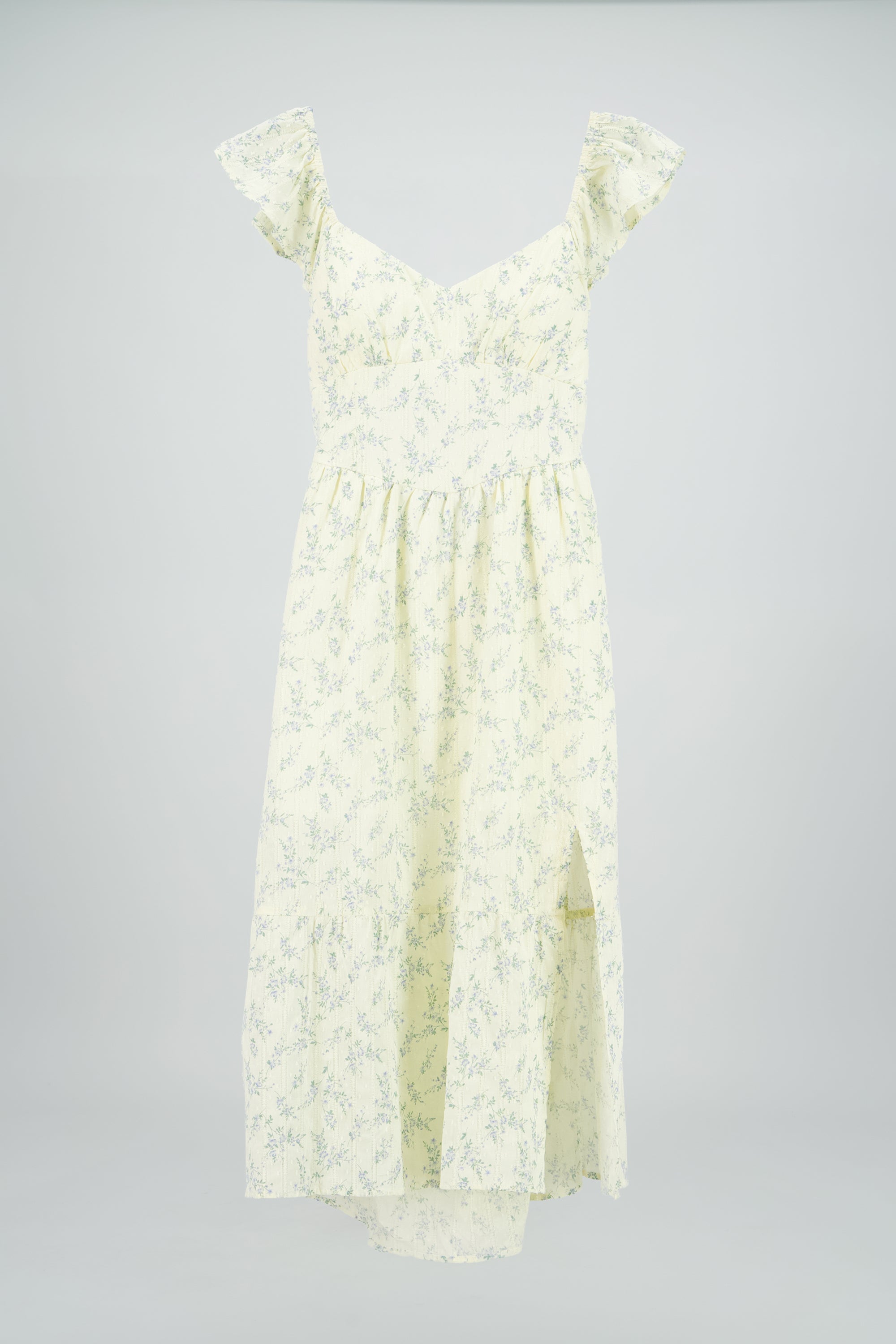 Vestido midi flores con copas AMARILLO COMBO