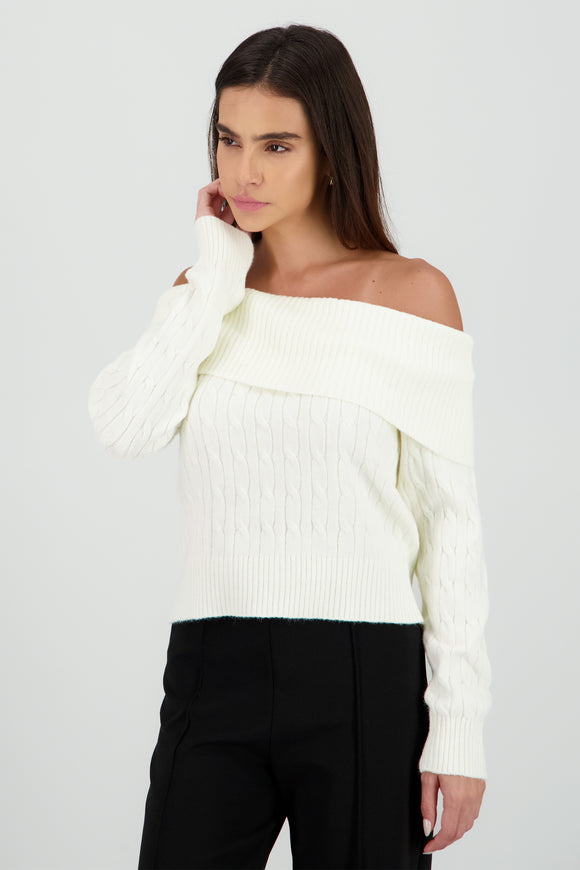 Sueter off shulder tejido trenzado