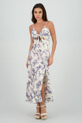 Vestido midi satin estampado