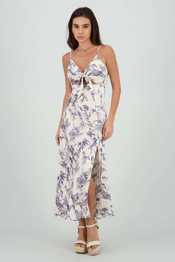 Vestido midi satin estampado