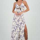 Vestido midi satin estampado