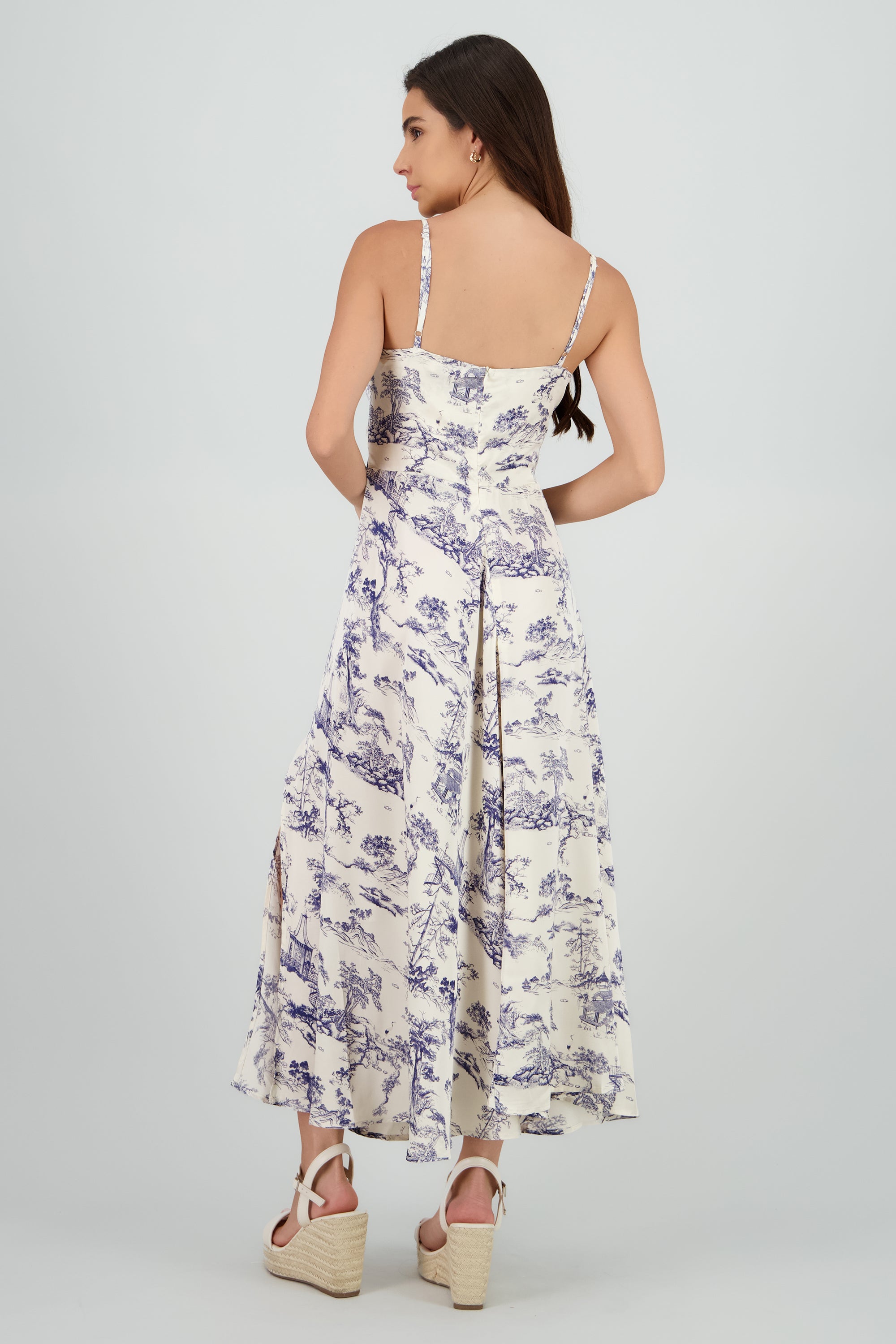 Vestido midi satin estampado HUESO COMBO