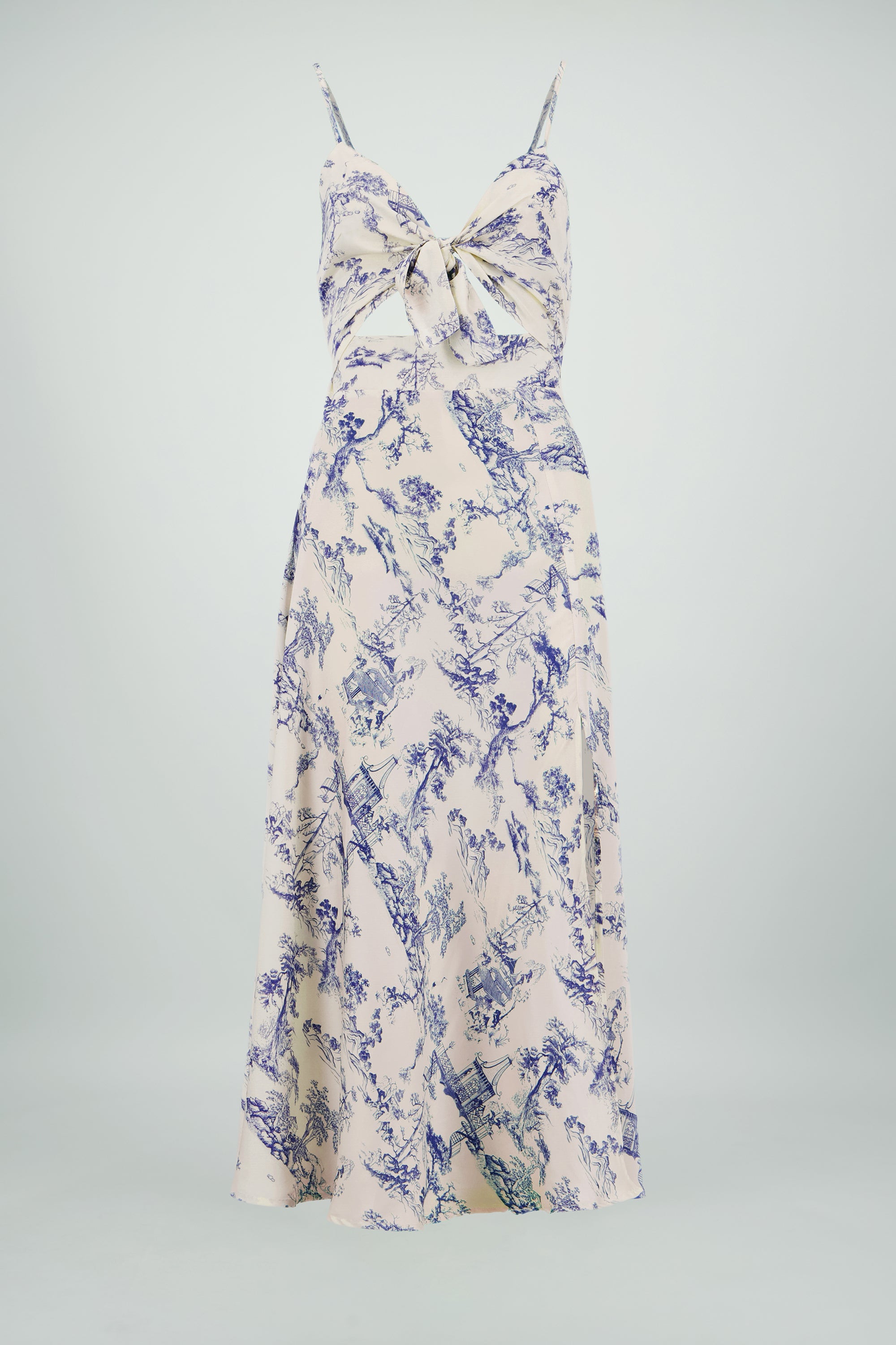 Vestido midi satin estampado HUESO COMBO