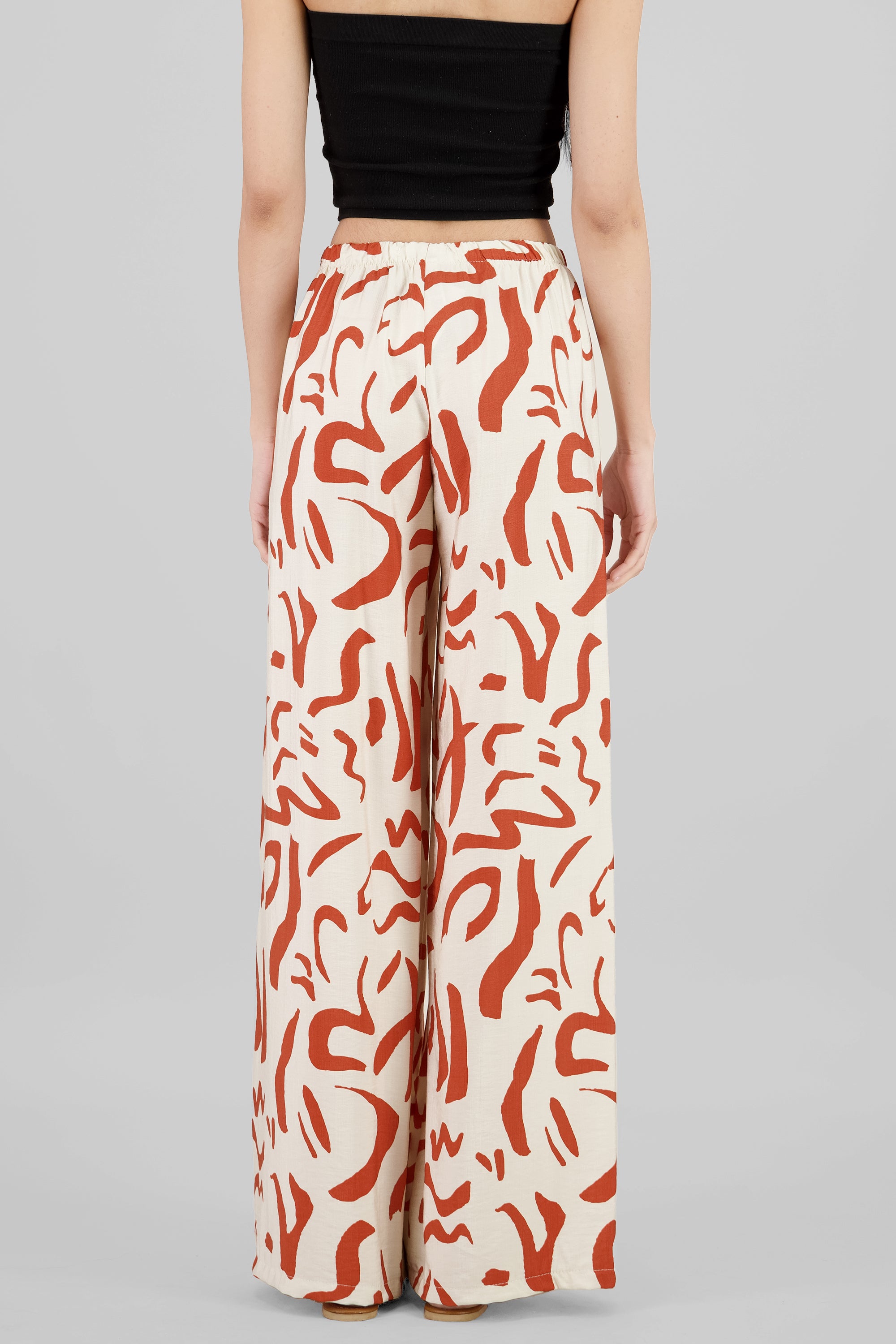 Pantalon amplio jareta estampado NARANJA COMBO