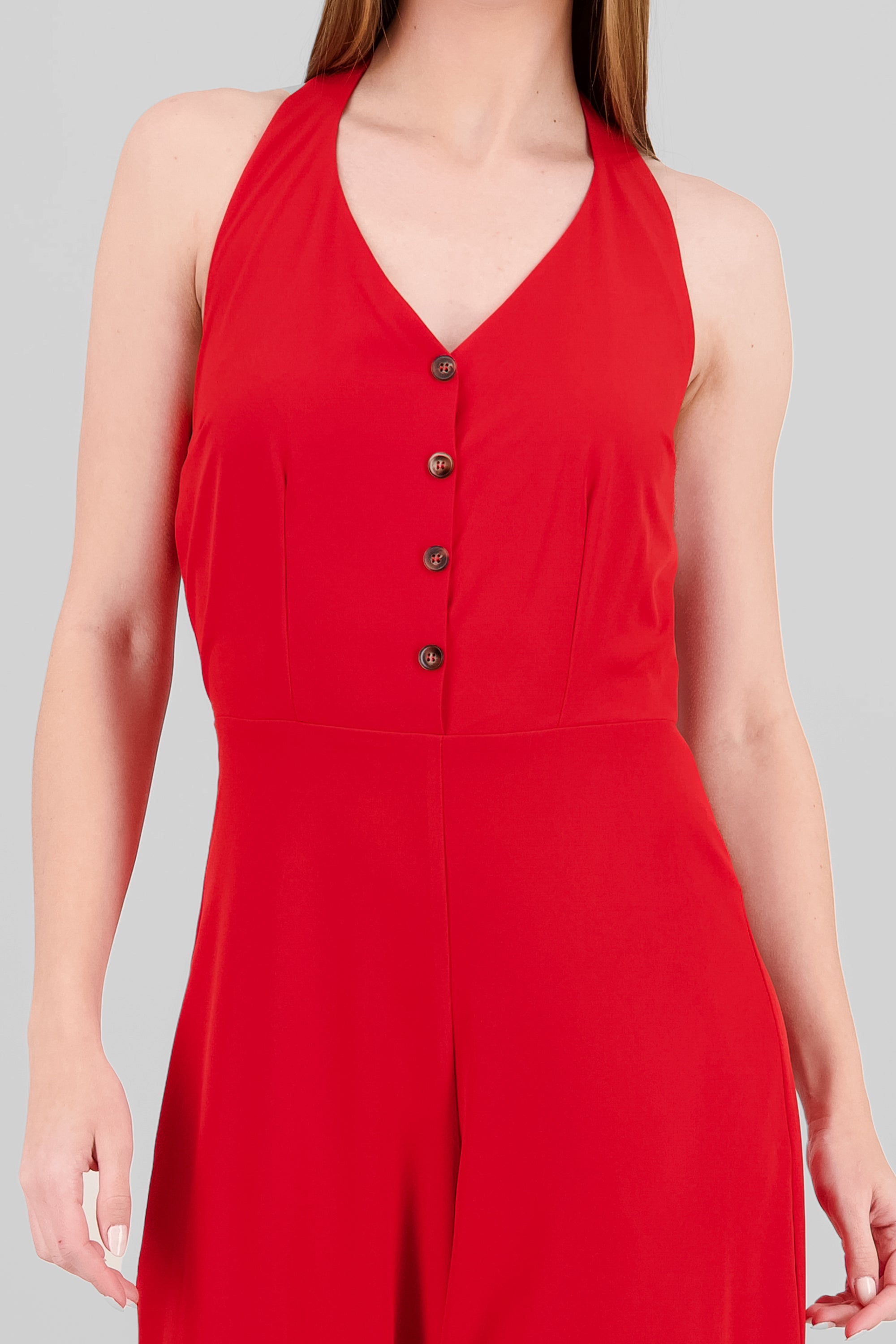 Jumpsuit halter detalle botones ROJO