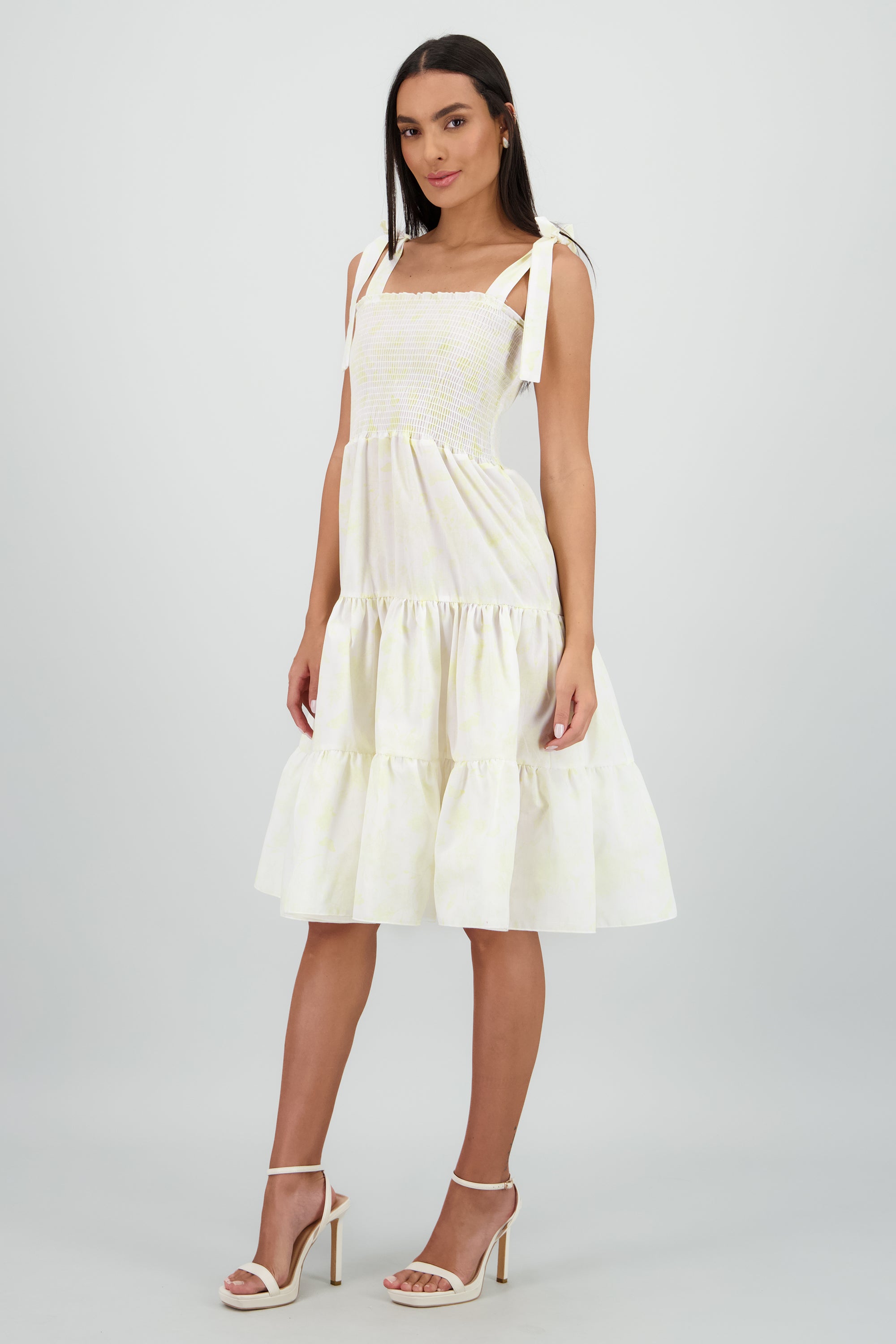 Vestido estampado flores olanes AMARILLO COMBO