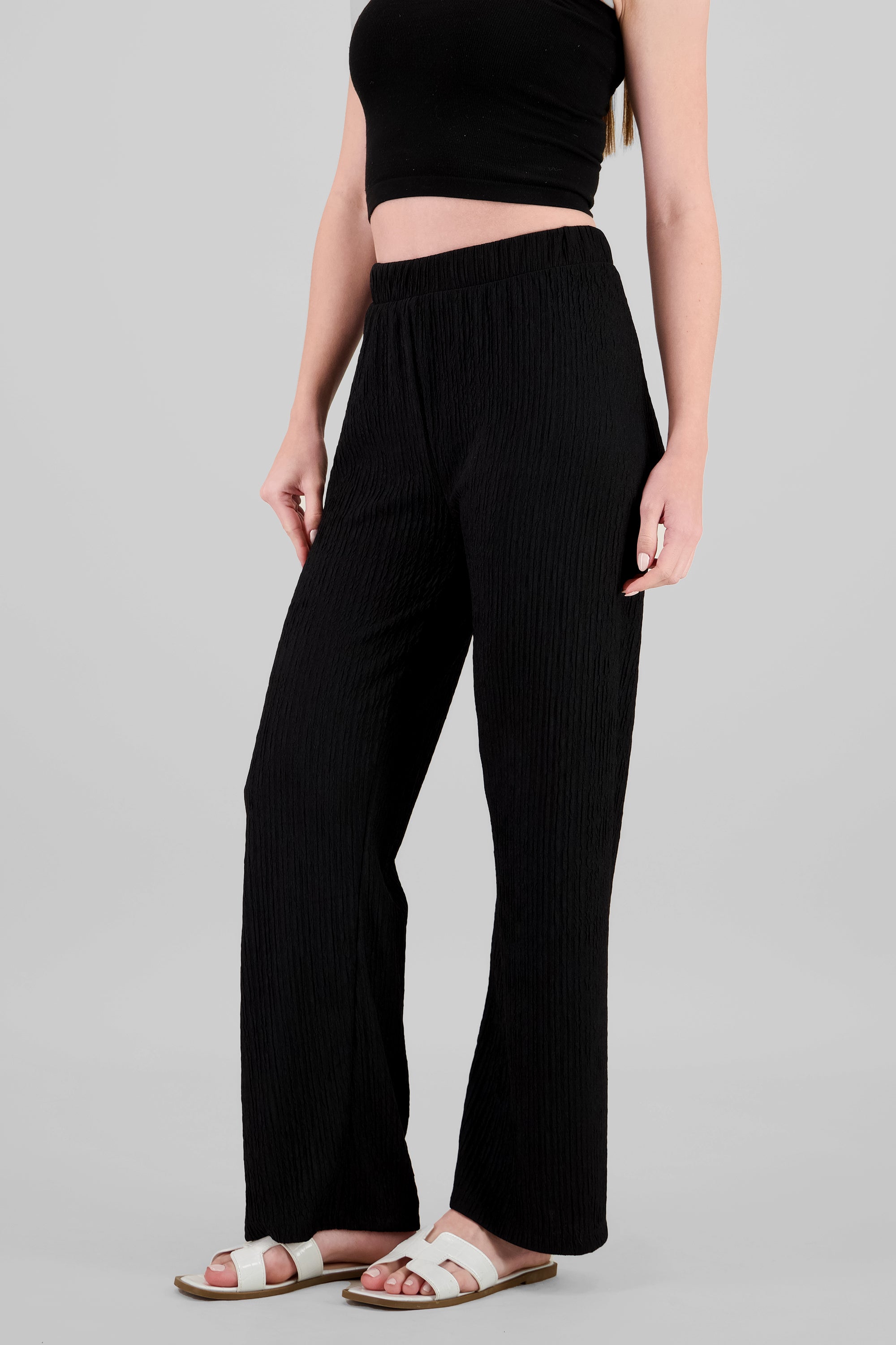 Pantalon fluido textura NEGRO