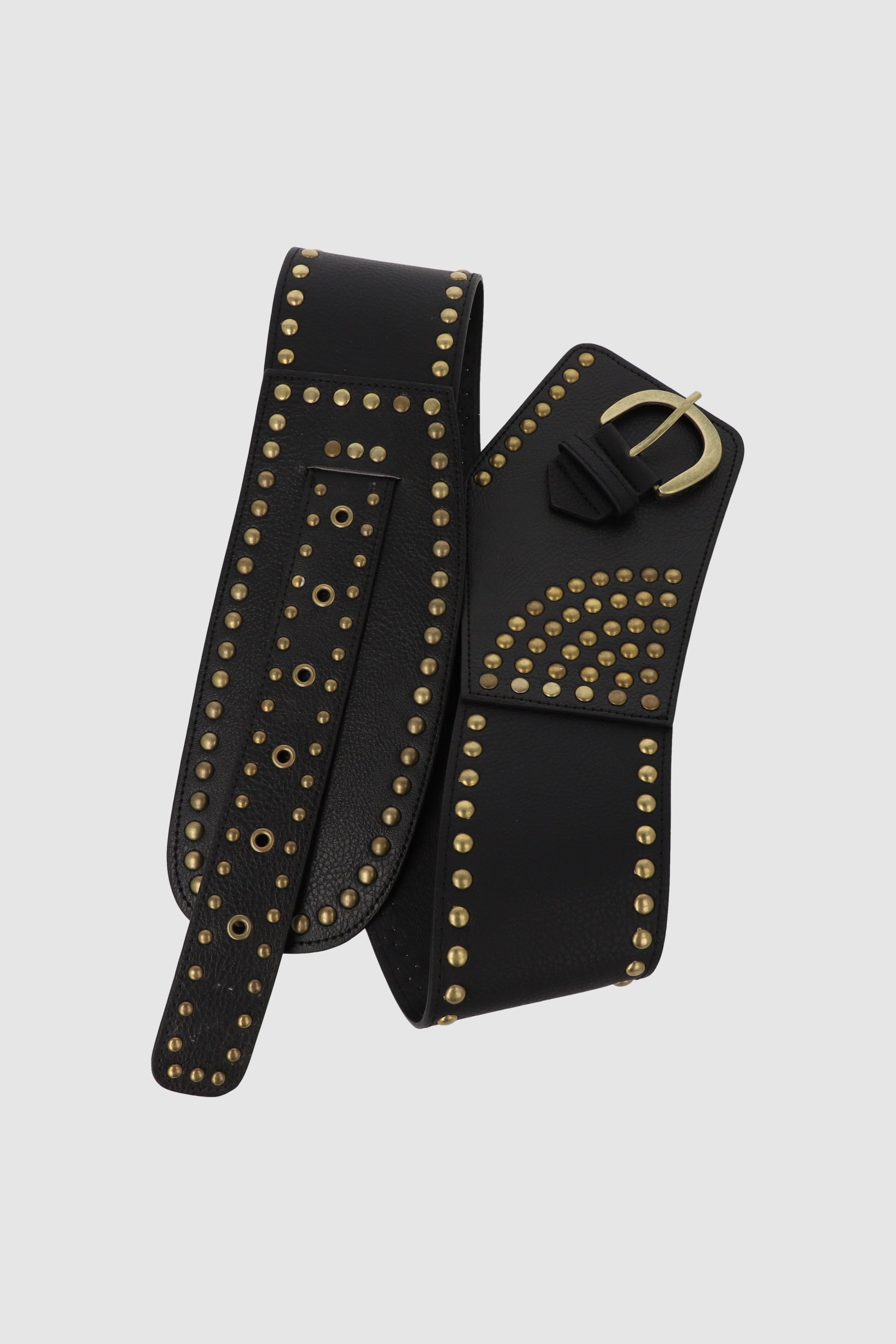 Cinturon ancho cruado studs NEGRO