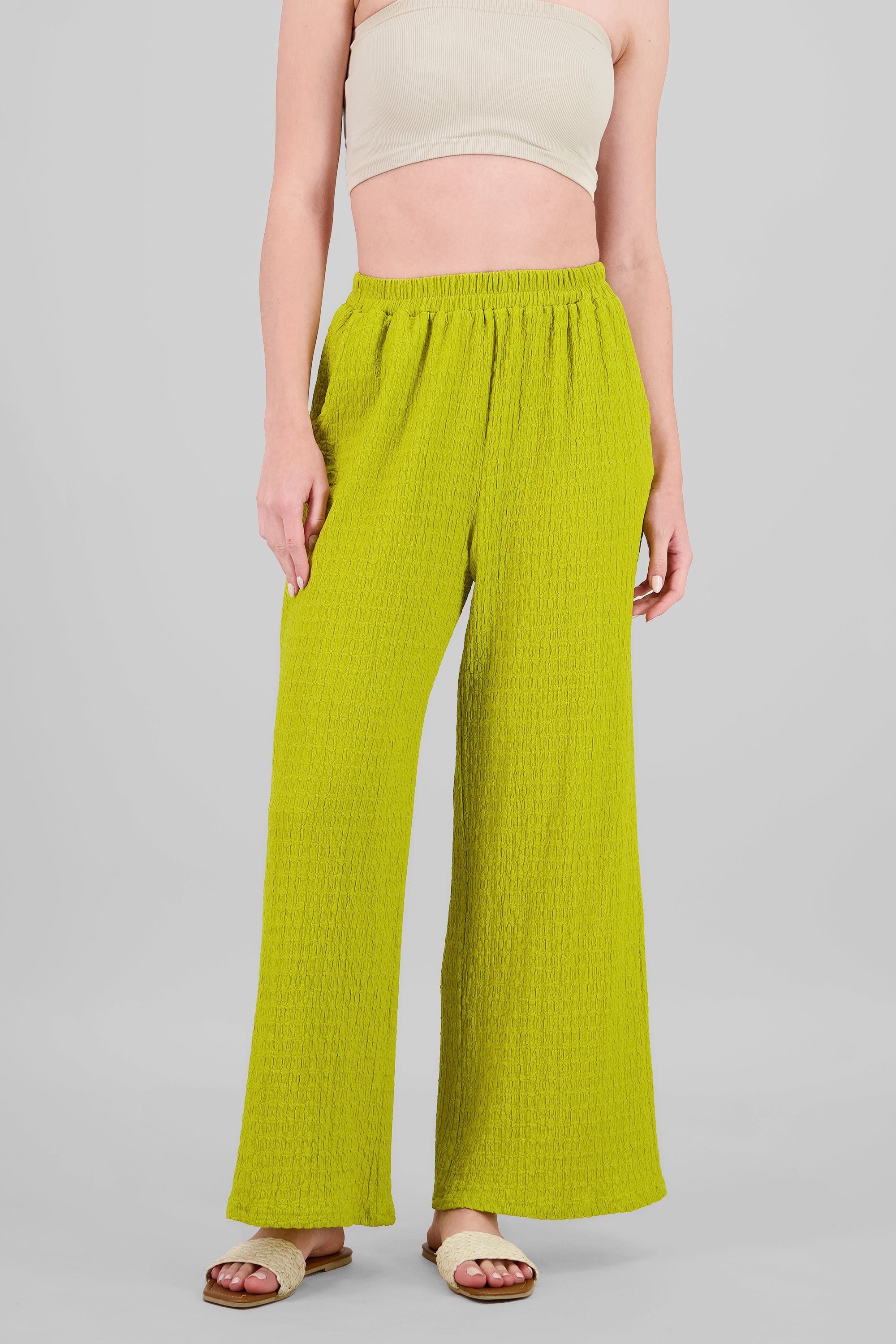 Pantalon textura resorte VERDE MANZANA